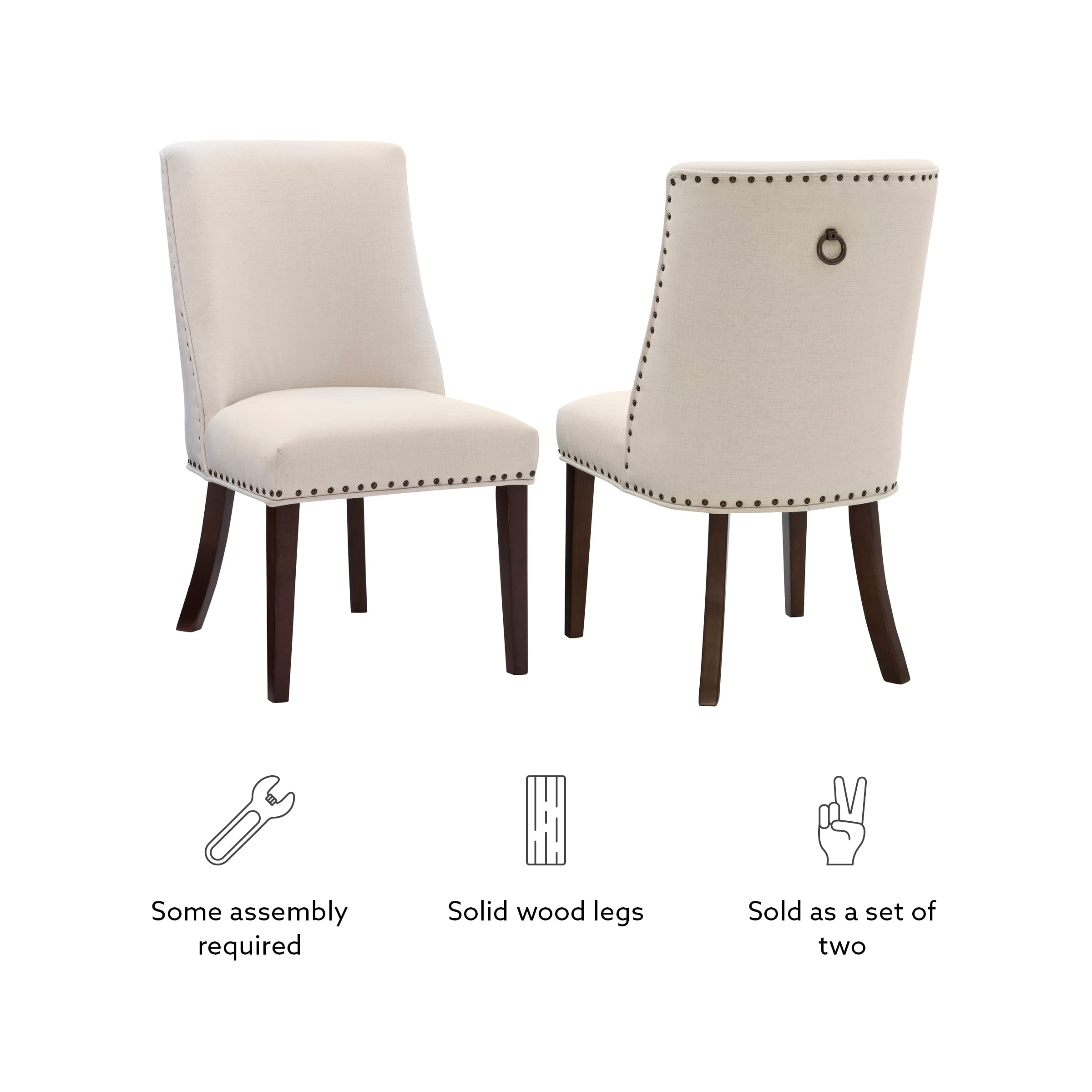 Powell Parnell Dining Chair Set of 2 - Natural/Espresso Upholstered Side Chairs for Kitchen, Dining Room & Office | Modern Comfort Seating for Home Decor