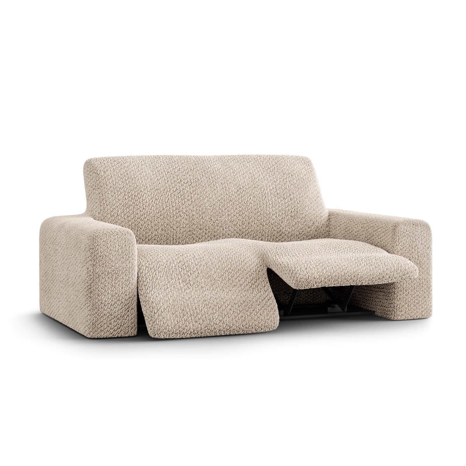 PAULATO BY GA.I.CO. 2-Seater Recliner Loveseat Cover - Soft Stretch Polyester Slipcover for Reclining Sofas - Form-Fit 1-Piece Furniture Protector in Velvet Ivory - Perfect for Living Room, Home Theater & Family Room Protection