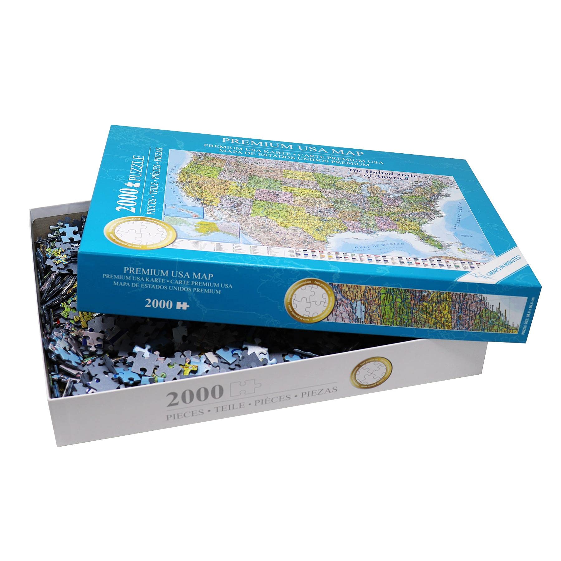 2000 Piece USA Map Jigsaw Puzzle - Detailed United States of America Geography Puzzle for Adults & Teens | Perfect for Family Game Night, Educational Learning & Home Decor