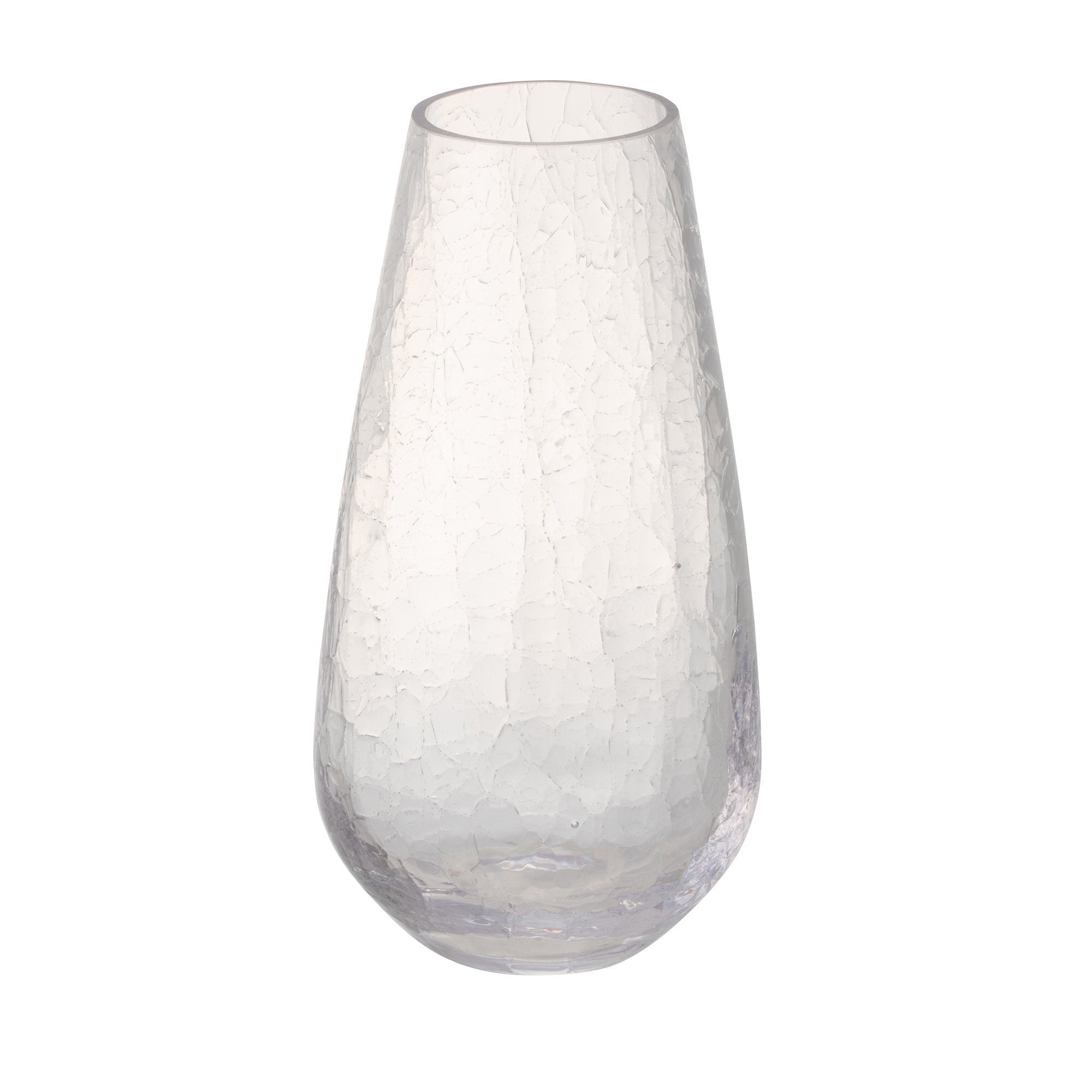 Clear Small Crackle Glass Flower Vase - Elegant Home Decor for Centerpieces, Wedding, Dining Table & Living Room