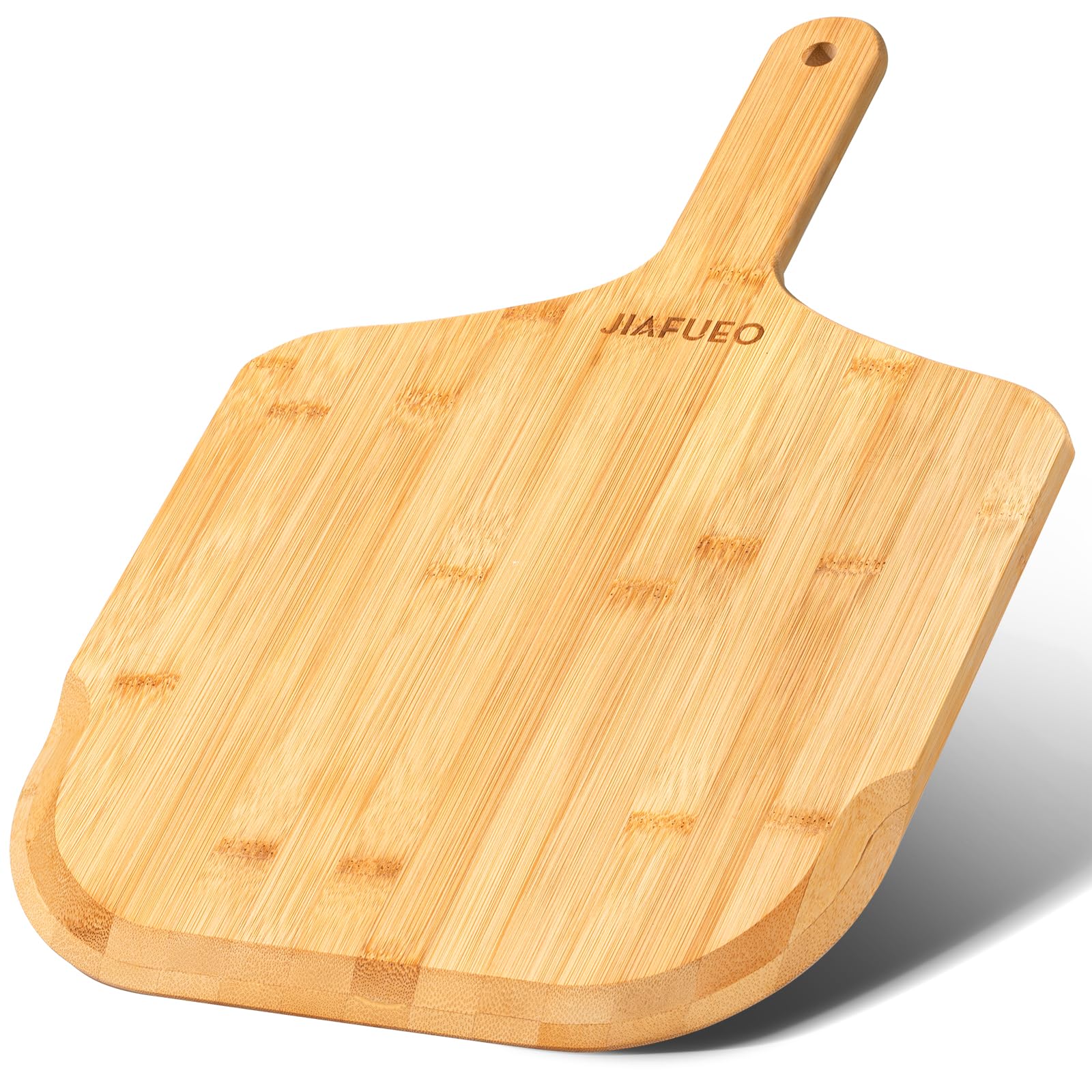 12 Inch Bamboo Pizza Peel - Wooden Pizza Paddle & Spatula for Baking Homemade Pizza, Oven Accessory - Also Perfect as Wood Cutting Board for Cheese, Bread, Fruits & Vegetables - Ideal for Home Kitchens, Pizzerias & Outdoor Cooking