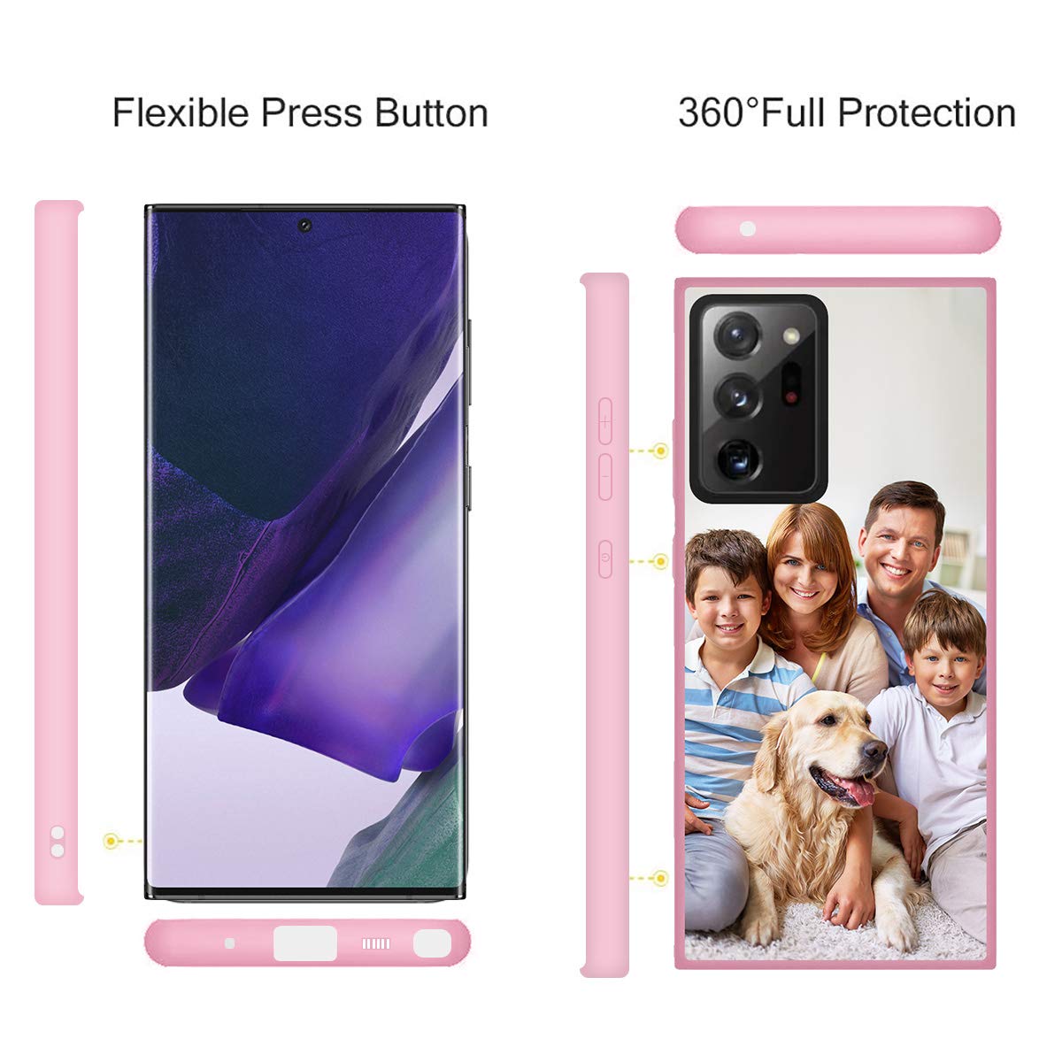 Styletify Custom Galaxy Note 20 Ultra Phone Case - Personalized Photo, Soft Matte Protective Cover with Bumper (Pink) | Perfect Gift for Birthdays, Anniversaries & Daily Use