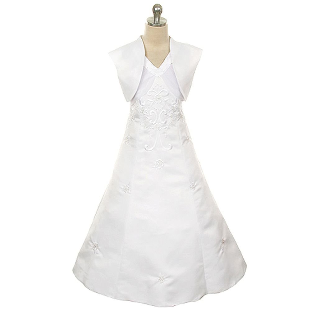 White Sequin Floral Girls Party Dress for Special Occasions - Size 7 | Perfect for Birthday Parties, Weddings & Holiday Celebrations