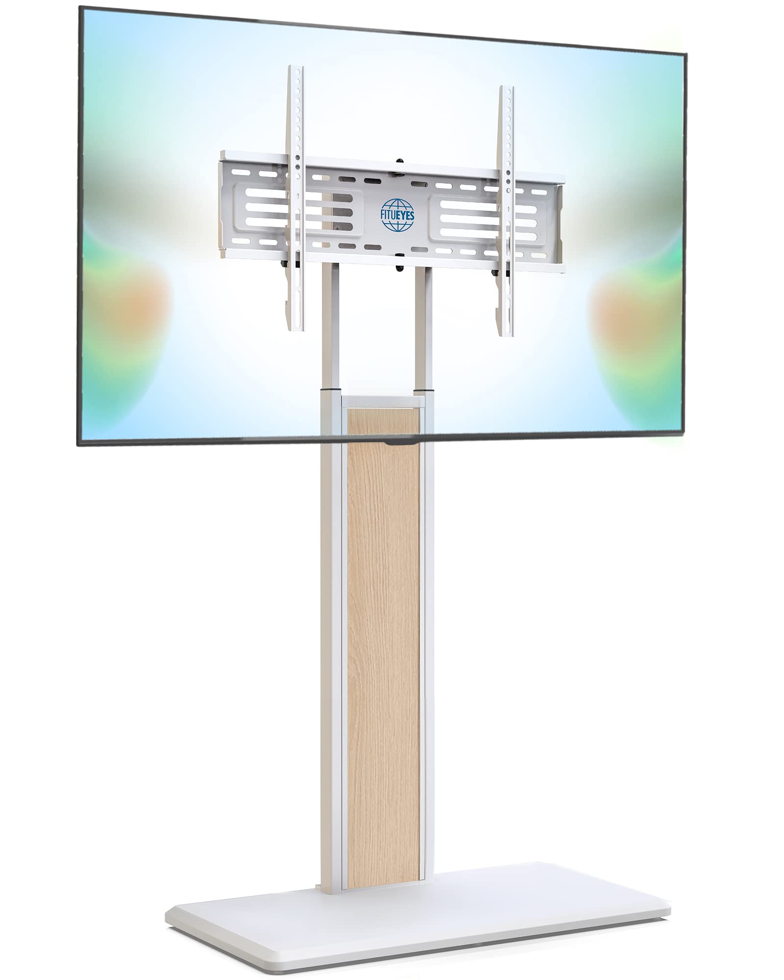 FITUEYES Swivel TV Stand for 32-75 Inch Flat Screens - Solid Wood Base, Height Adjustable TV Mount Bracket (Max VESA 600x400mm, Holds 88 lbs) - Perfect for Living Room, Bedroom & Home Theater Entertainment