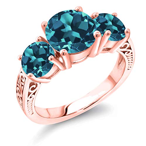 4.70 Ct London Blue Topaz Ring in 18K Rose Gold Plated Silver - Elegant Gemstone Jewelry for Women, Perfect for Engagement, Anniversary & Special Occasions