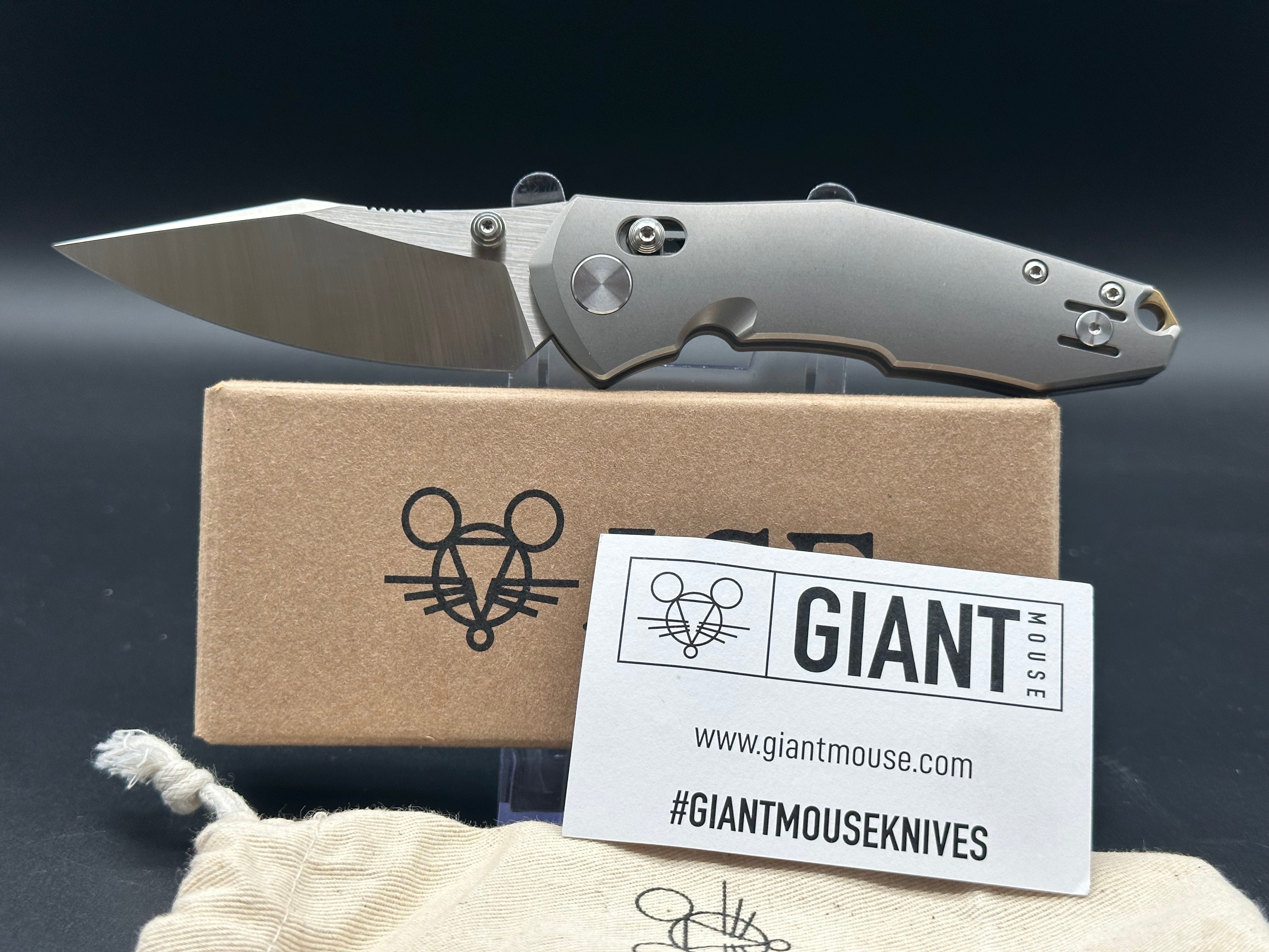 Giant Mouse Ace Nazca Cross Bar Lock Folding Knife - Full Titanium Handle, M390 Steel Blade - EDC, Outdoor, Camping, Survival Gear