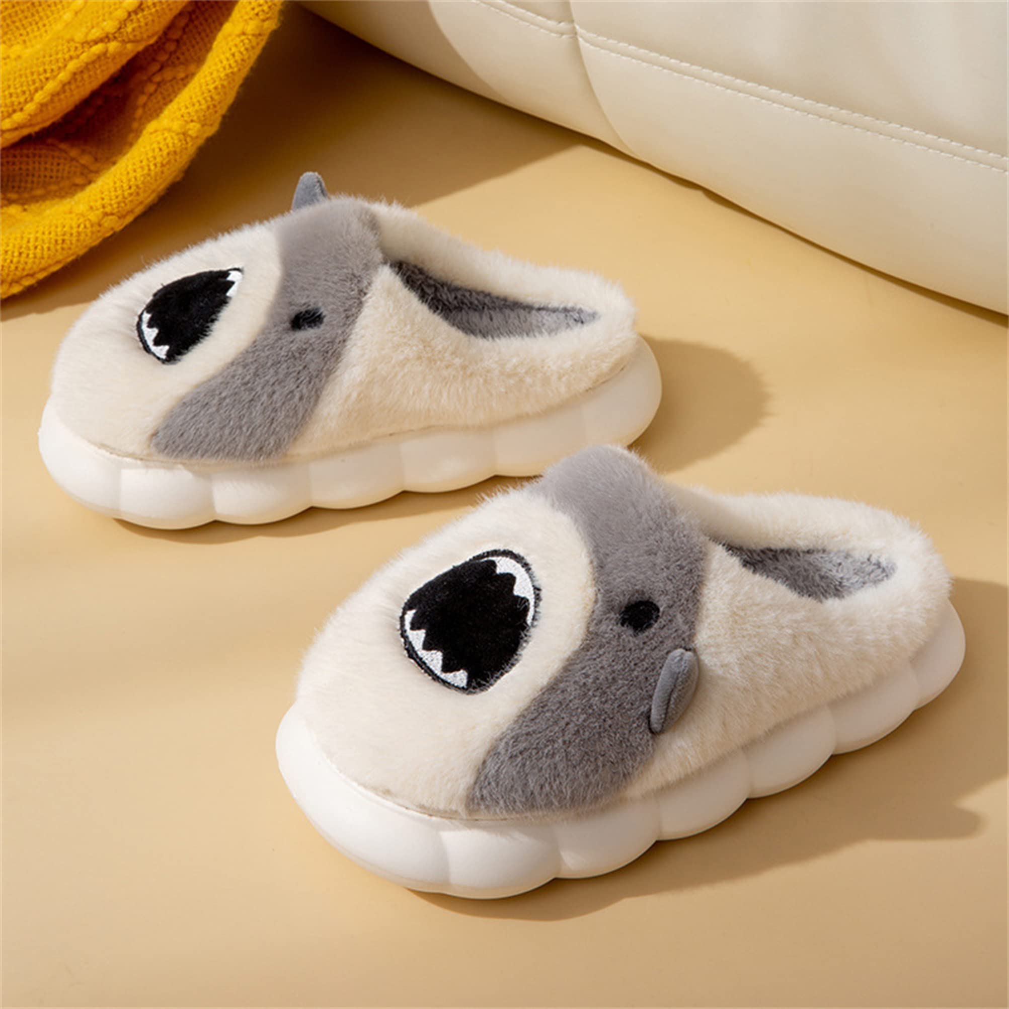 Cozy Winter Animal Slippers for Women & Men - Shark Design Non-Slip Indoor/Outdoor House Shoes for Home, Beach & Casual Wear