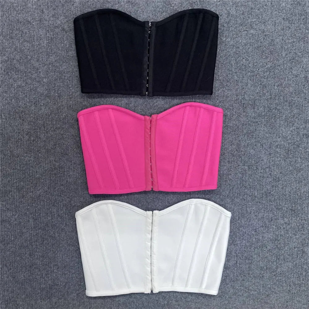 2023 New Summer Women's Sexy Strapless Bodycon Short Bandage Tops - Lace Up Clubwear for Night Out & Party | High Quality Stretchy Comfort Fit | Perfect for Clubbing, Date Night & Music Festivals