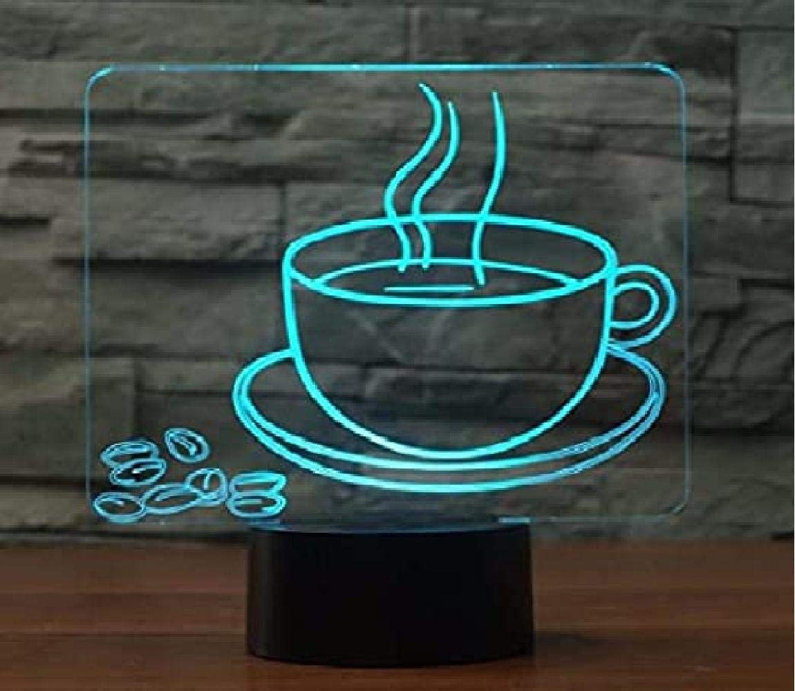 16 Color Changing 3D Coffee Cup Night Light with Remote Control - USB-Powered LED Table Desk Lamp, Acrylic Flat ABS Base for Home, Office, Kids Room Decor - Perfect Gift for Birthday, Christmas, Children (White)