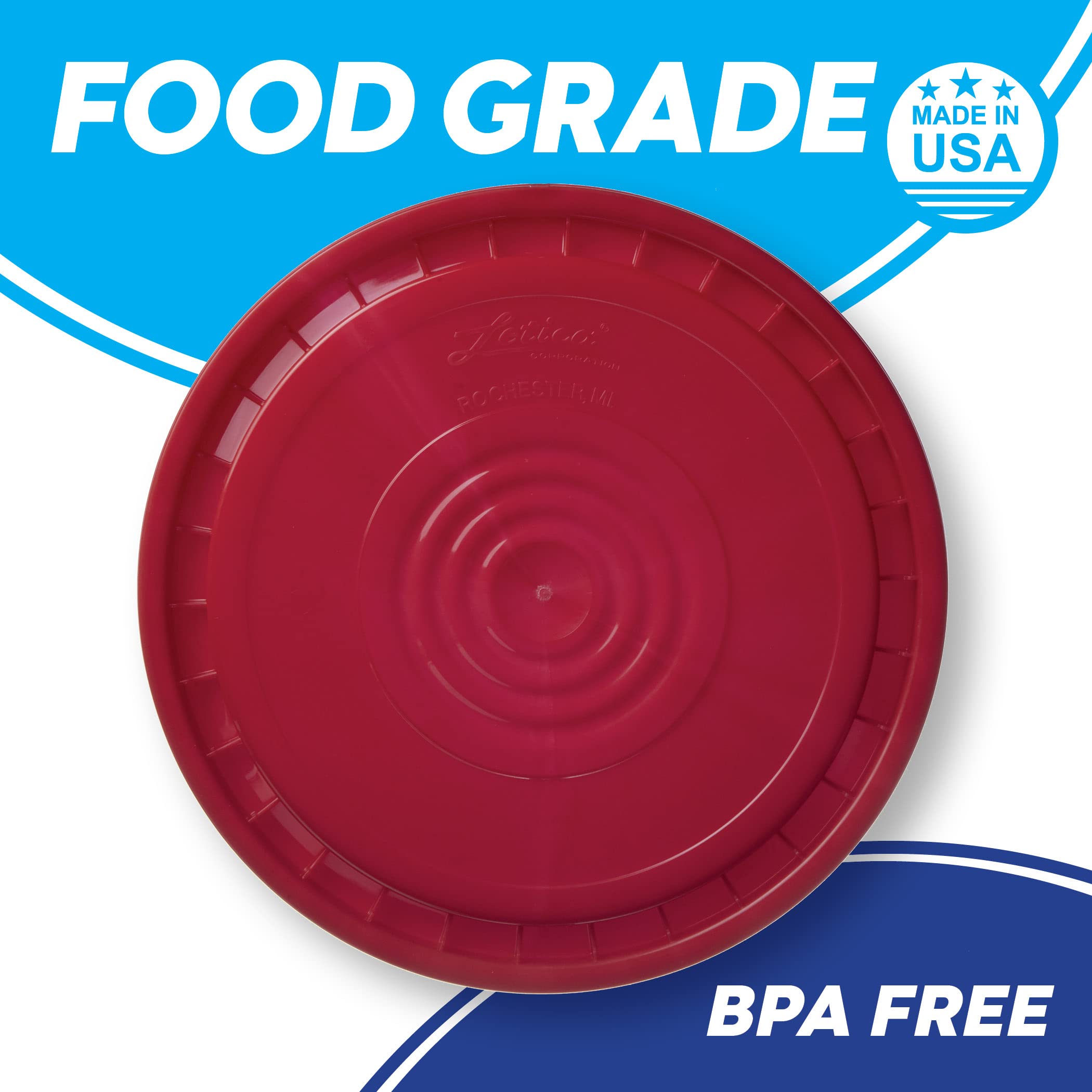 Hudson Exchange 5LHV-red Reusable Bucket Lid - Easy Peel Design Fits 3.5, 5, 6 & 7 Gallon Buckets - HPDE Plastic - Red - Perfect for Food Storage, Paint Mixing & Home Organization