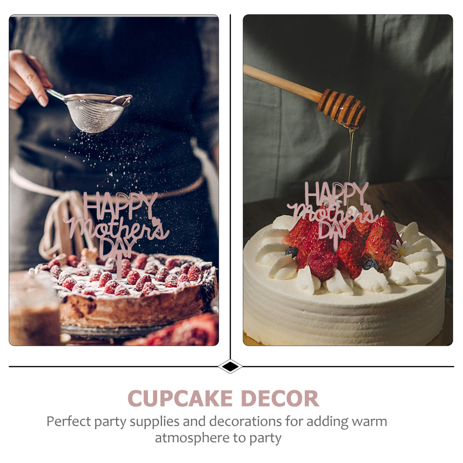 10pcs Cake Decorating Picks - Mother's Day Cake Toppers, Fruit Picks, Cupcake Toppers for Birthday Parties, Baby Showers & Wedding Celebrations - Perfect for DIY Cake Decorating and Festive Dessert Displays