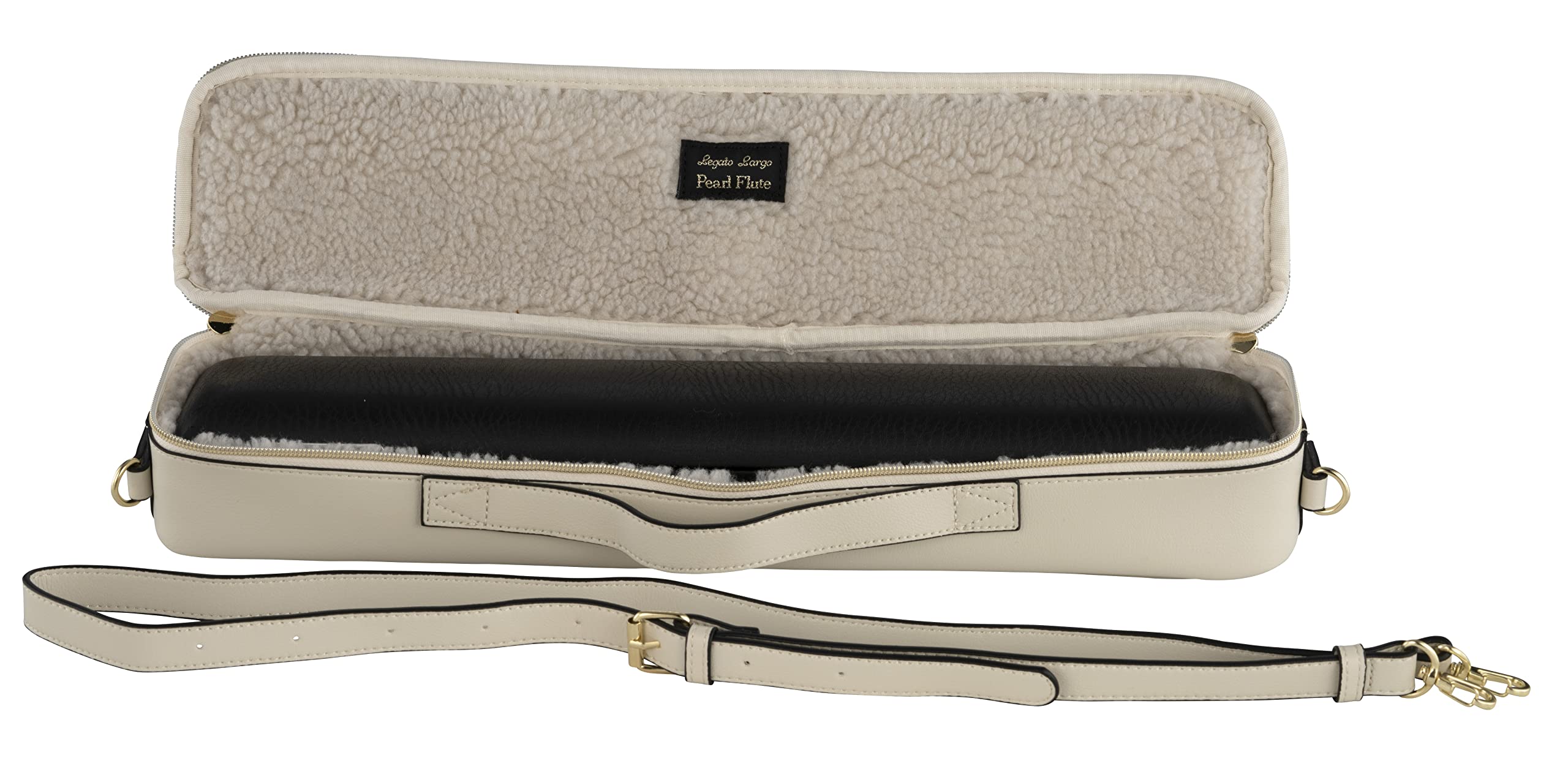 Premium Synthetic Leather Flute Case Cover for B-Foot Flutes - Elegant Ivory Pearl Design | Perfect for School Bands, Professional Performances & Travel Protection