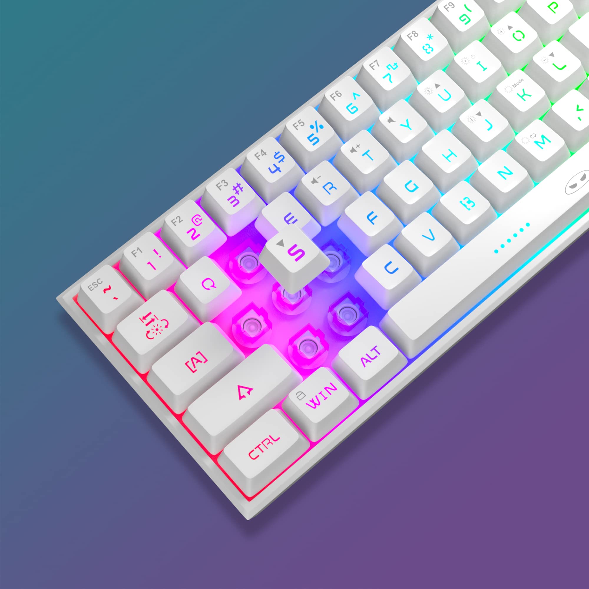 MageGee 60% Mechanical Gaming Keyboard - Ultra Compact 61 Keys RGB Backlit, Waterproof, Portable USB Wired Keyboard for PC, Mac, Windows, Laptop, Xbox, PS5 - Perfect for Gaming, Office Work & Travel (White)