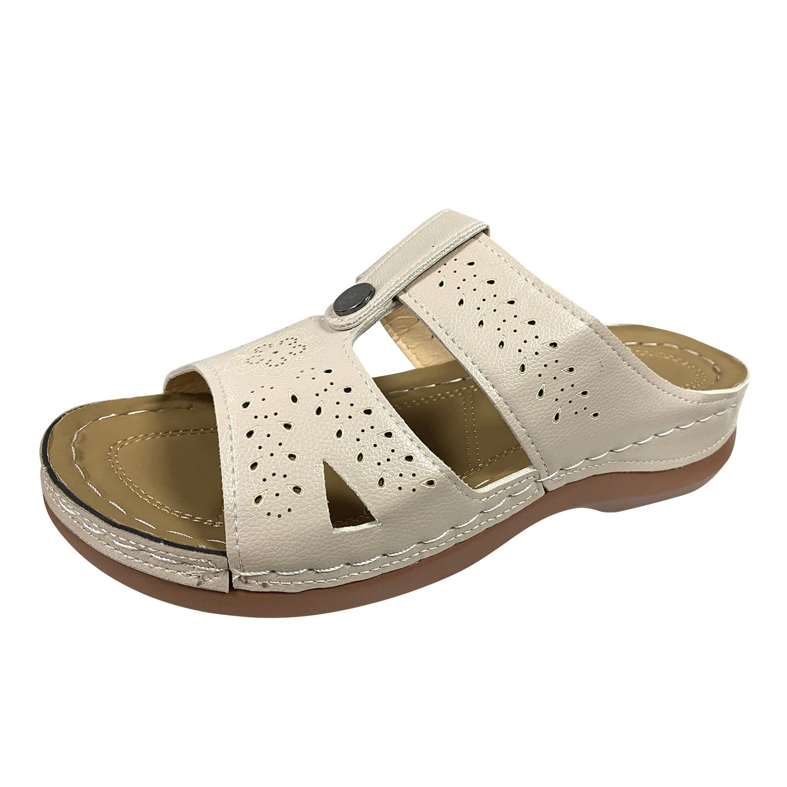Women's Fashion Leather Carved Hollow Platform Wedge Sandals - Comfortable Pillow Sandals for Beach, Vacation & Summer Outfits | Slip-On Design for Casual Wear
