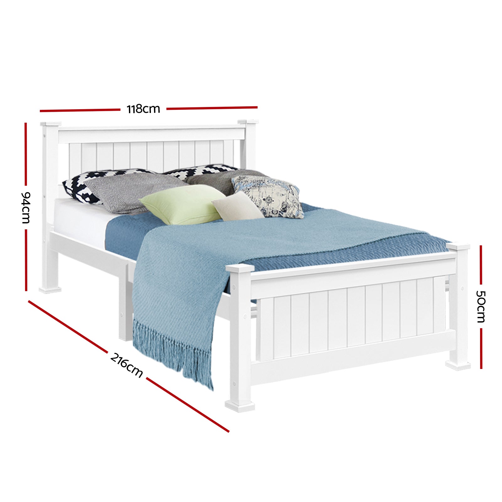 Premium Cottesloe Wooden King Single Bed Frame - White Finish | Perfect for Kids' Rooms, Guest Bedrooms & Small Spaces
