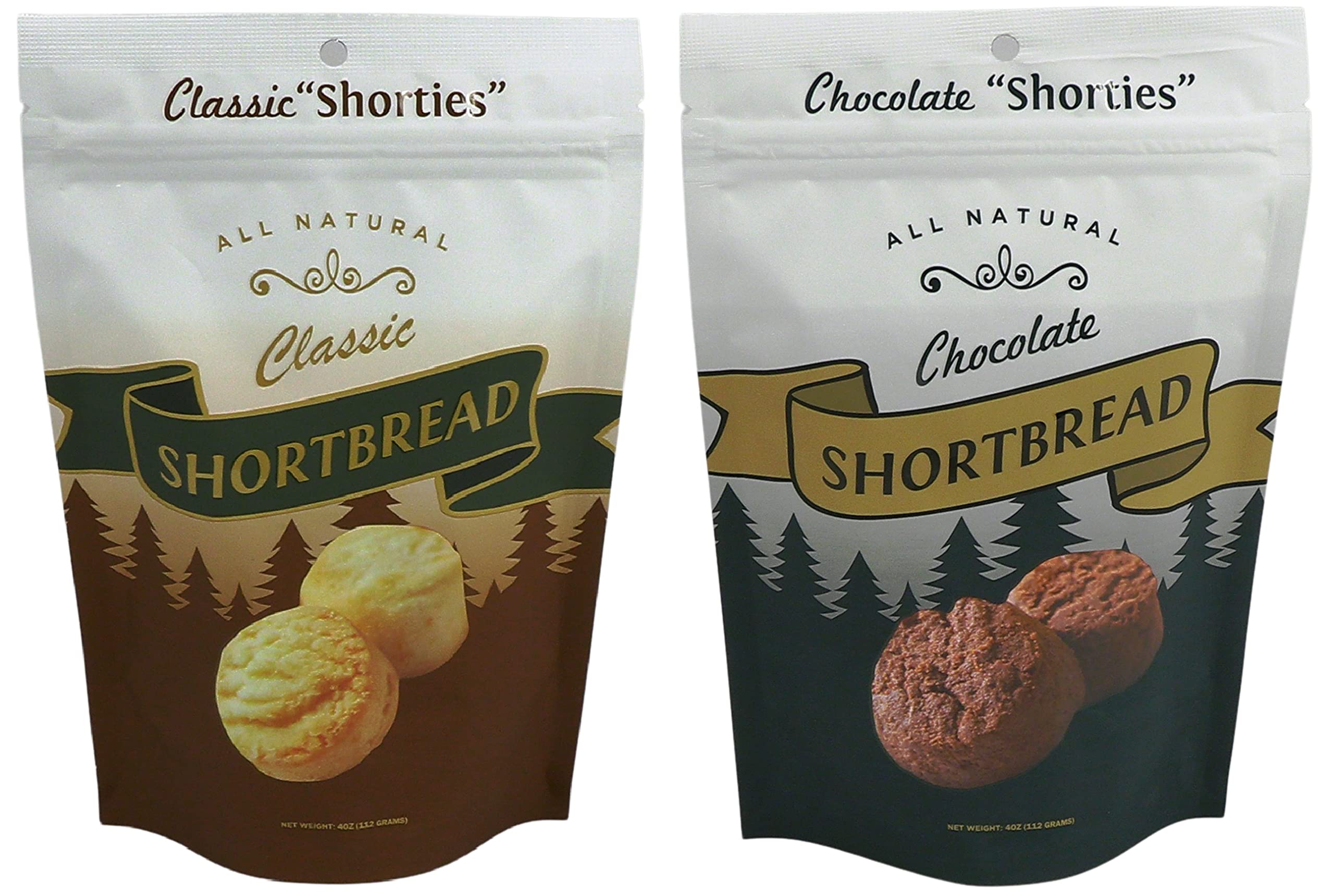 Northwest Expressions Gourmet Shortbread Butter Cookies 2 Pack Combo - Classic & Chocolate Flavors | Handcrafted Artisanal Scottish-Style Shortbread Biscuits | 4 oz Resealable Pouches | Perfect for Tea Time, Gifts & Holiday Treats