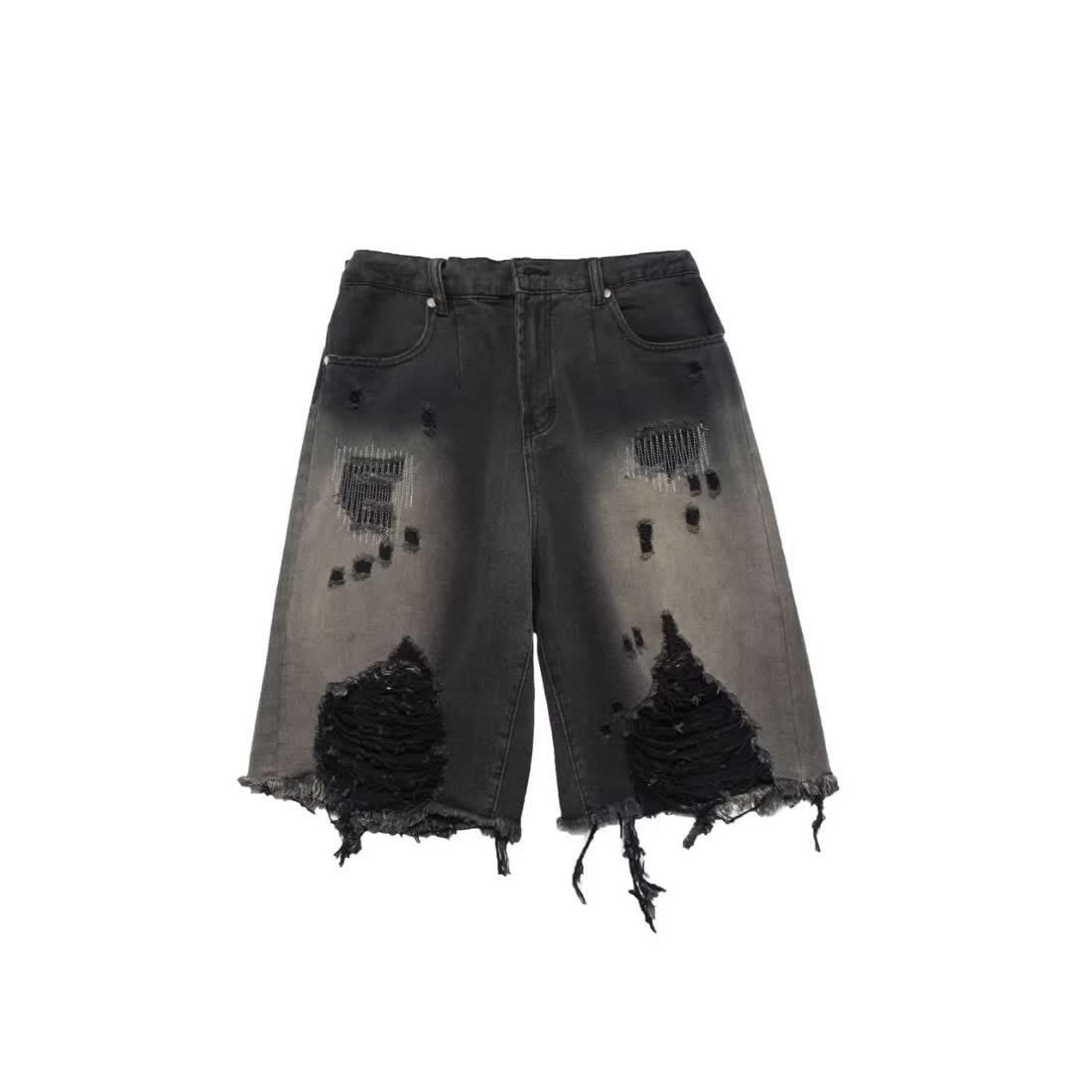 Women's Y2K Distressed Ripped Baggy Denim Shorts - Knee Length Wide Leg Bermuda Jean Shorts for Alt Emo Grunge Style | Perfect for Summer Outfits, Music Festivals & Streetwear Fashion
