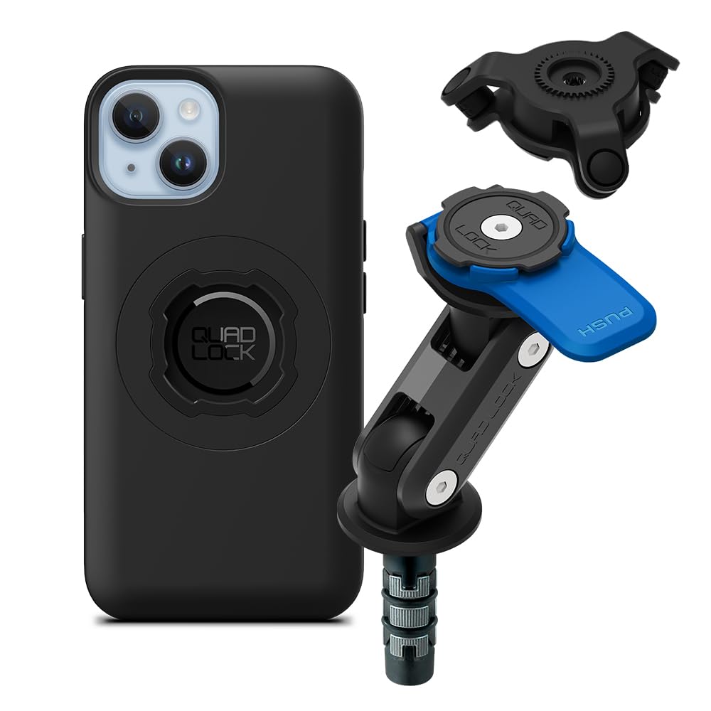 Quad Lock Motorcycle Fork Stem Mount Kit with Vibration Dampener - Compatible with iPhone 14 MAG Phone Case | Secure Phone Holder for Adventure Riding, Commuting & Off-Road Motorcycles