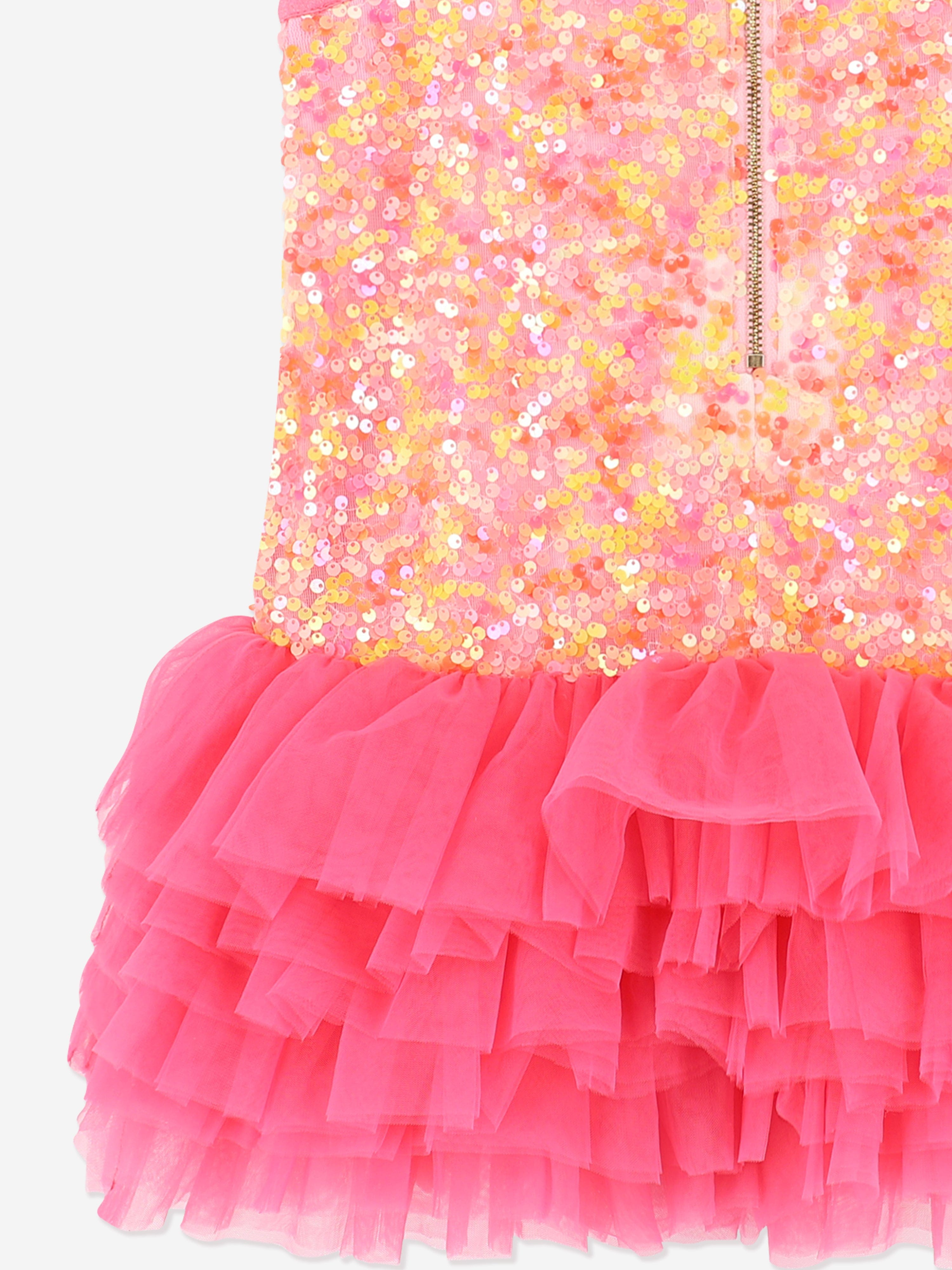Angels Face Girls Charleston Sequin Tulle Party Dress in Pink - Perfect for Birthday, Pageant, Dance Recital & Special Occasions