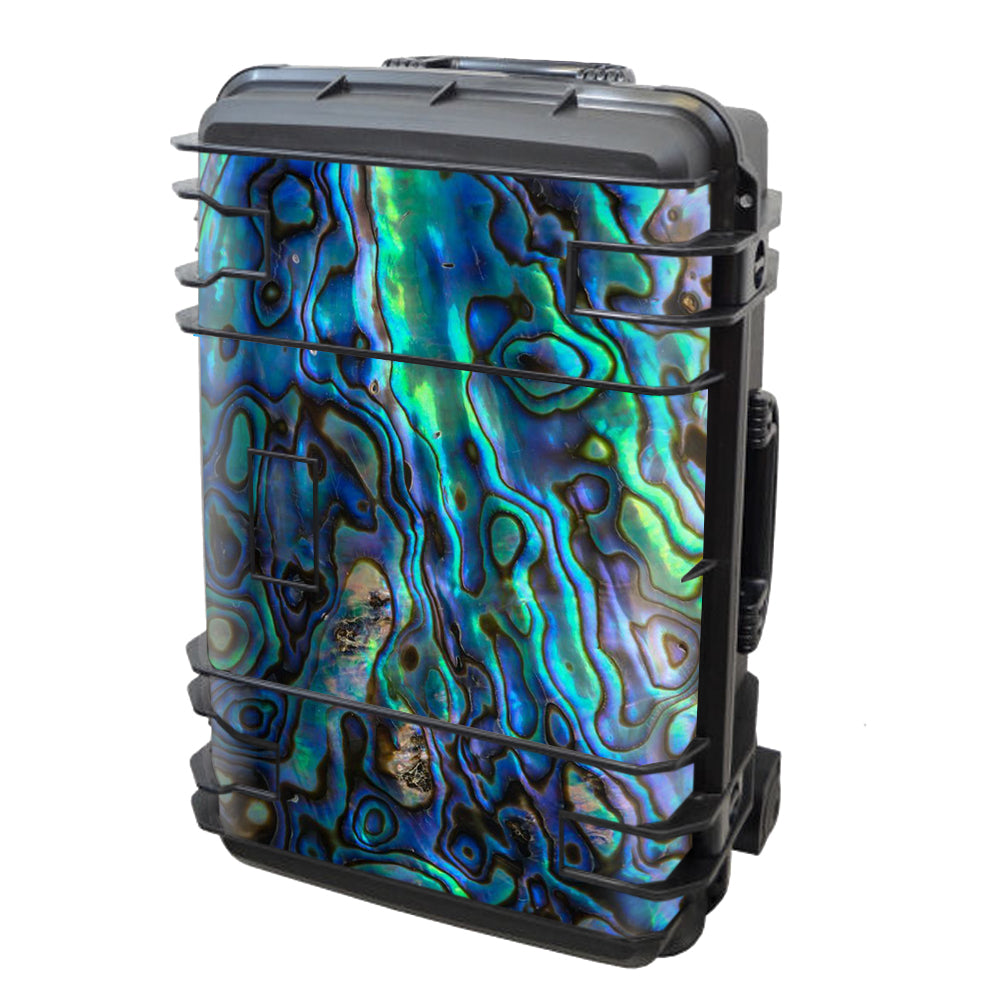 Natural Abalone Shell with Green Swirl & Blue Gold Seahorse Design - Premium SE 920 Phone Case | Perfect for Beach Vacations, Summer Outfits & Boho Style Accessories