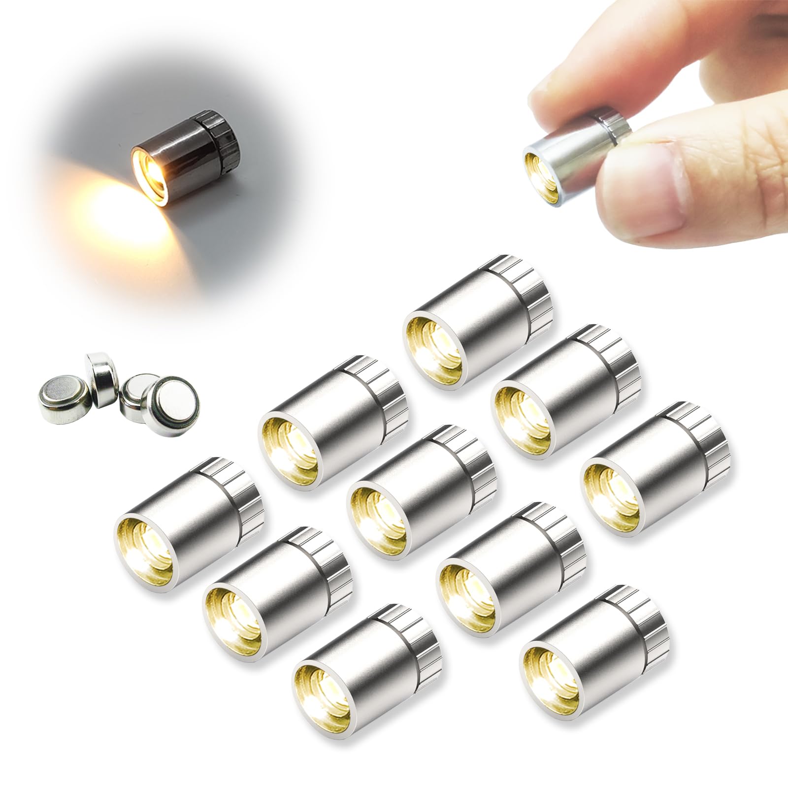 10 Pack Mini LED Lights - Battery Powered Tiny Lights for DIY Crafts, Dollhouse Lighting, Toy Brick Building Blocks - Warm White - Perfect for Miniature Projects, Home Decor & Creative Hobbies