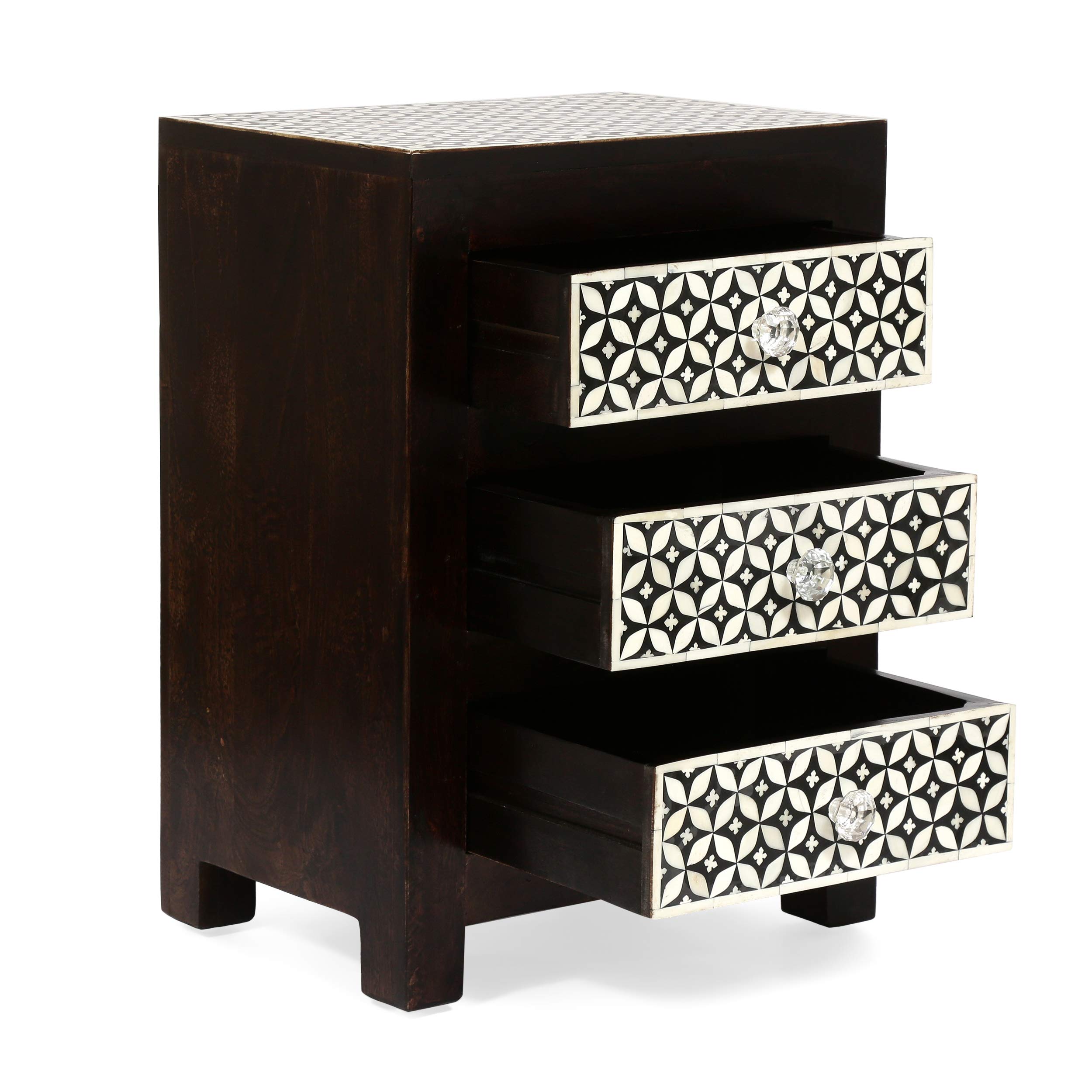 Christopher Knight Home Nightstand - Dark Walnut & Black Finish, Modern Bedside Table with Storage Drawer for Bedroom, Living Room, or Office