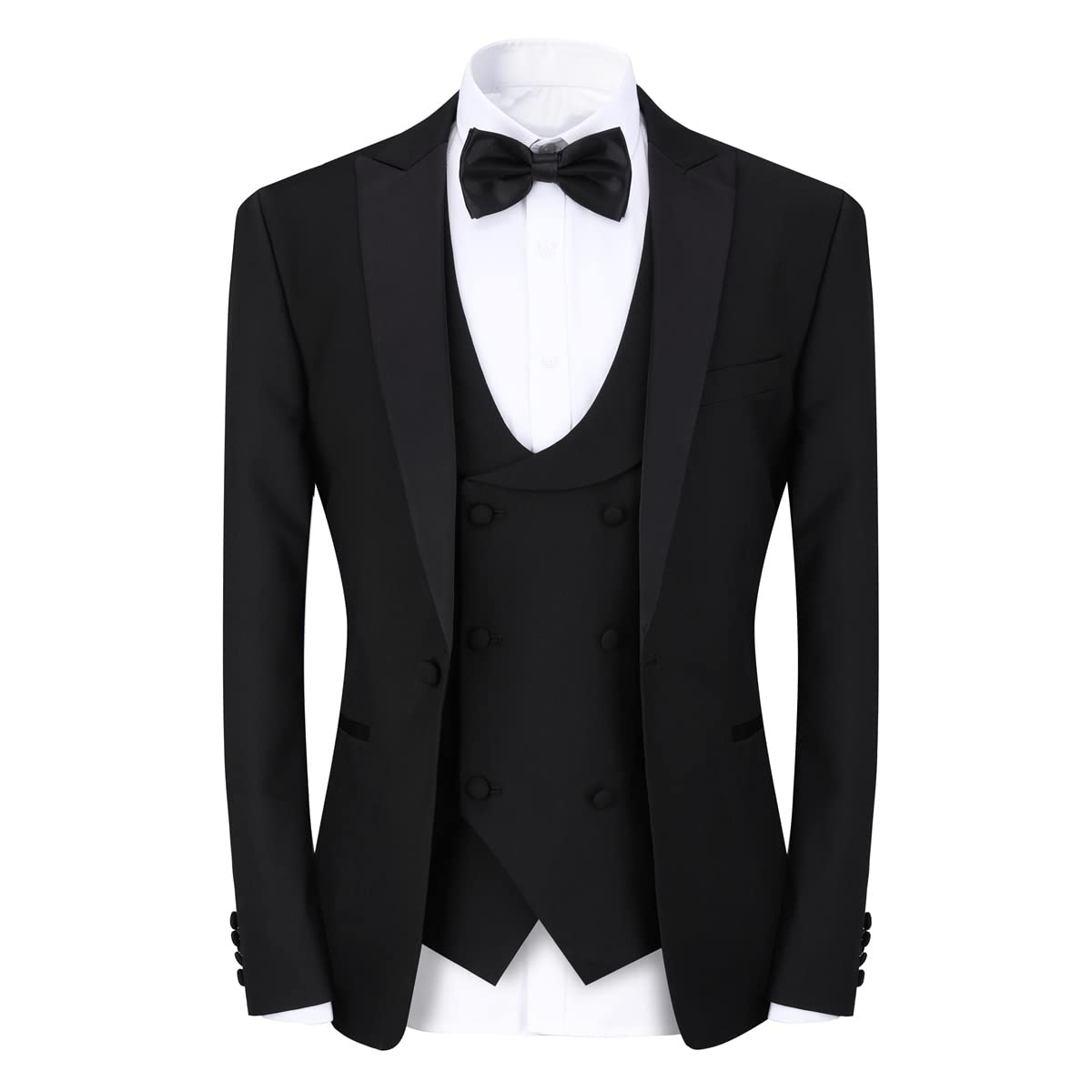 YFFUSHI Men's Slim Fit 3 Piece Suit Set - One Button Blazer, Vest & Trousers for Prom, Wedding, Business & Formal Occasions