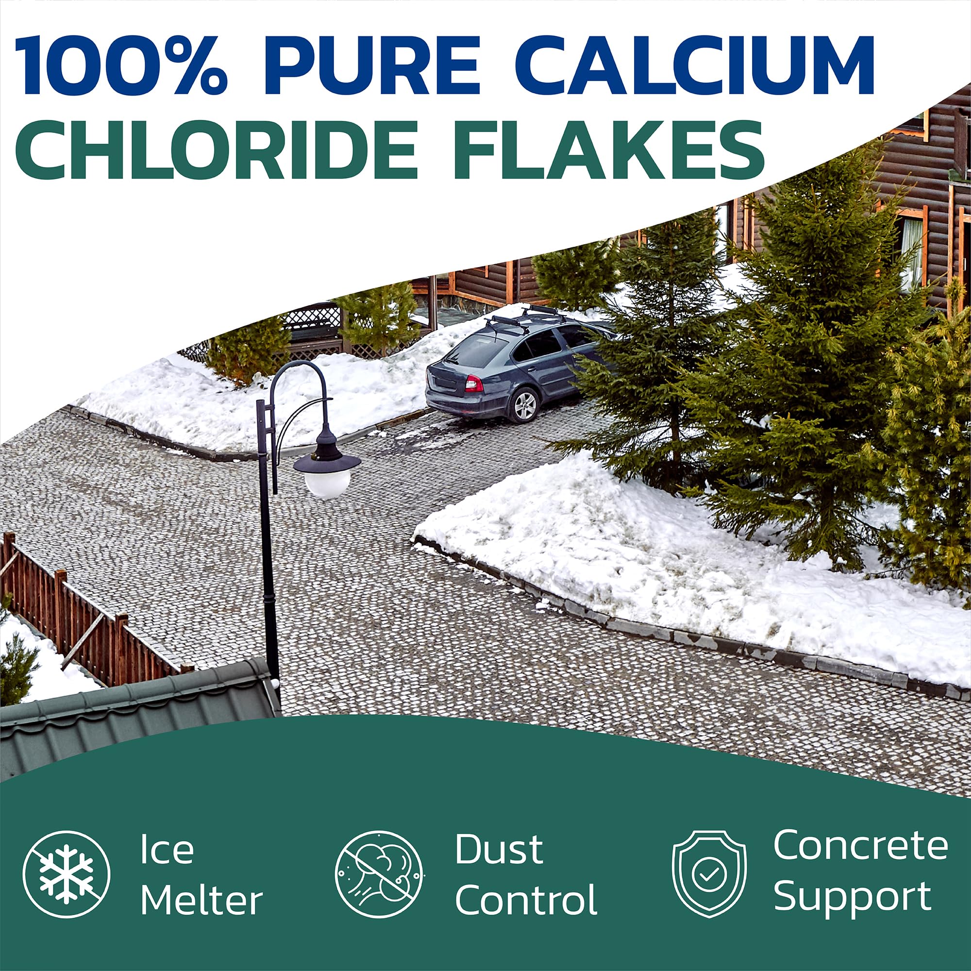Calcium Chloride Ice Melt Flakes - 25lb Fast-Acting Snow & Ice Melter for Driveways, Sidewalks & Steps - Pet-Safe Deicer for Winter Storms & Freezing Temperatures