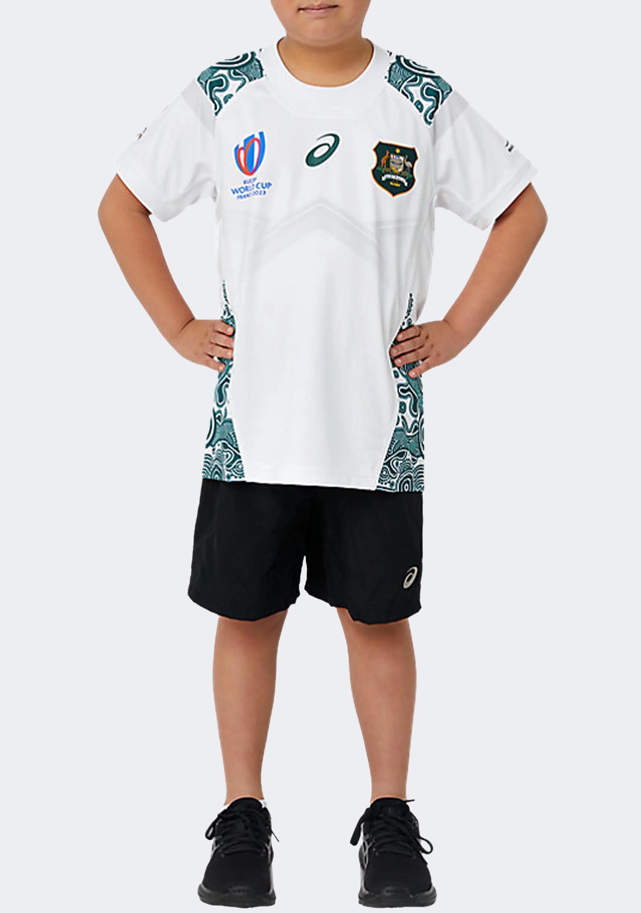 ASICS Kids Wallabies RWC23 Replica Alternate Rugby Jersey - Official Licensed Team Uniform for Youth Rugby Games & Fan Support