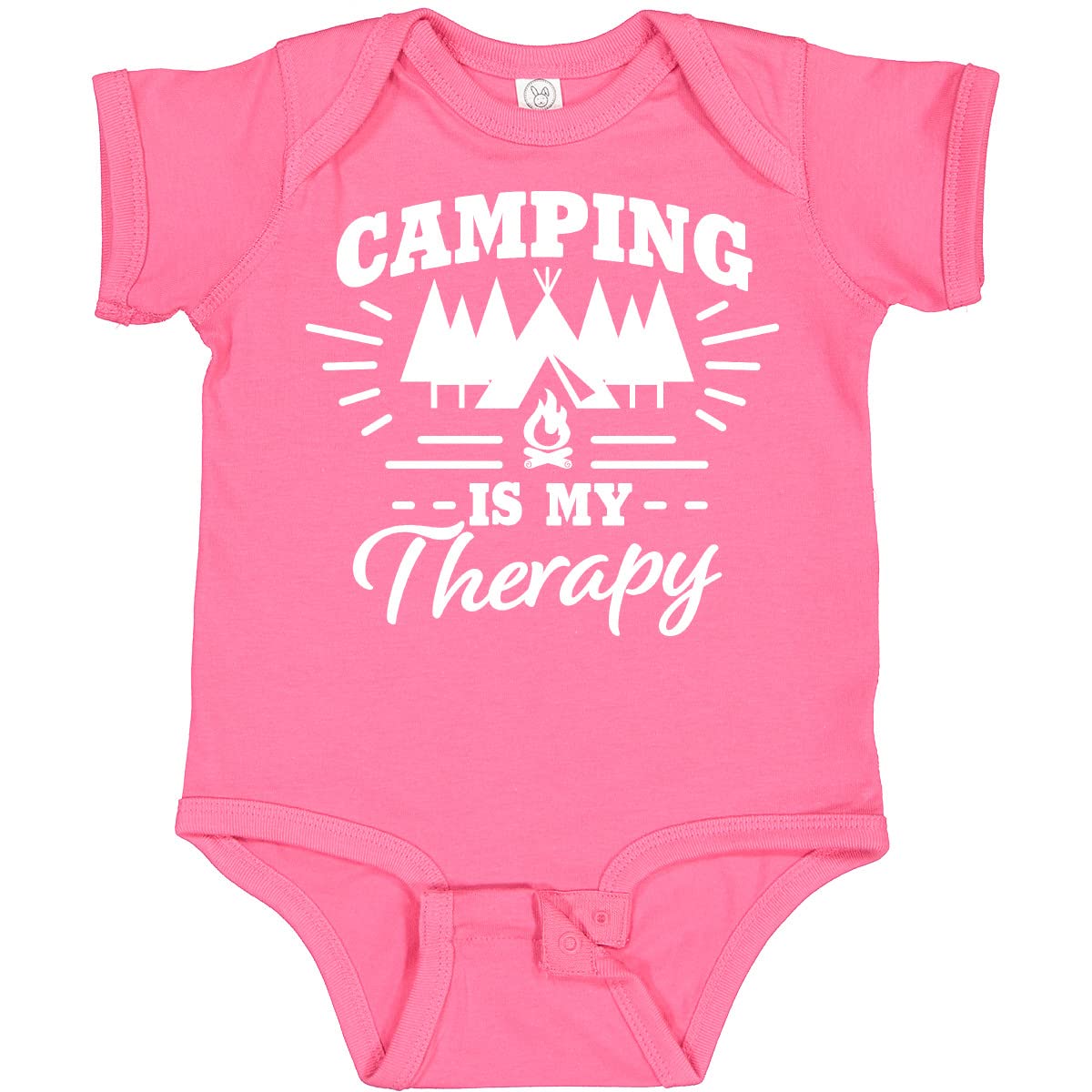 Inktastic Camping is My Therapy with Tent and Campfire Baby Bodysuit - Cute Infant Onesie for Outdoor Adventures, Camping Trips & Family Photos