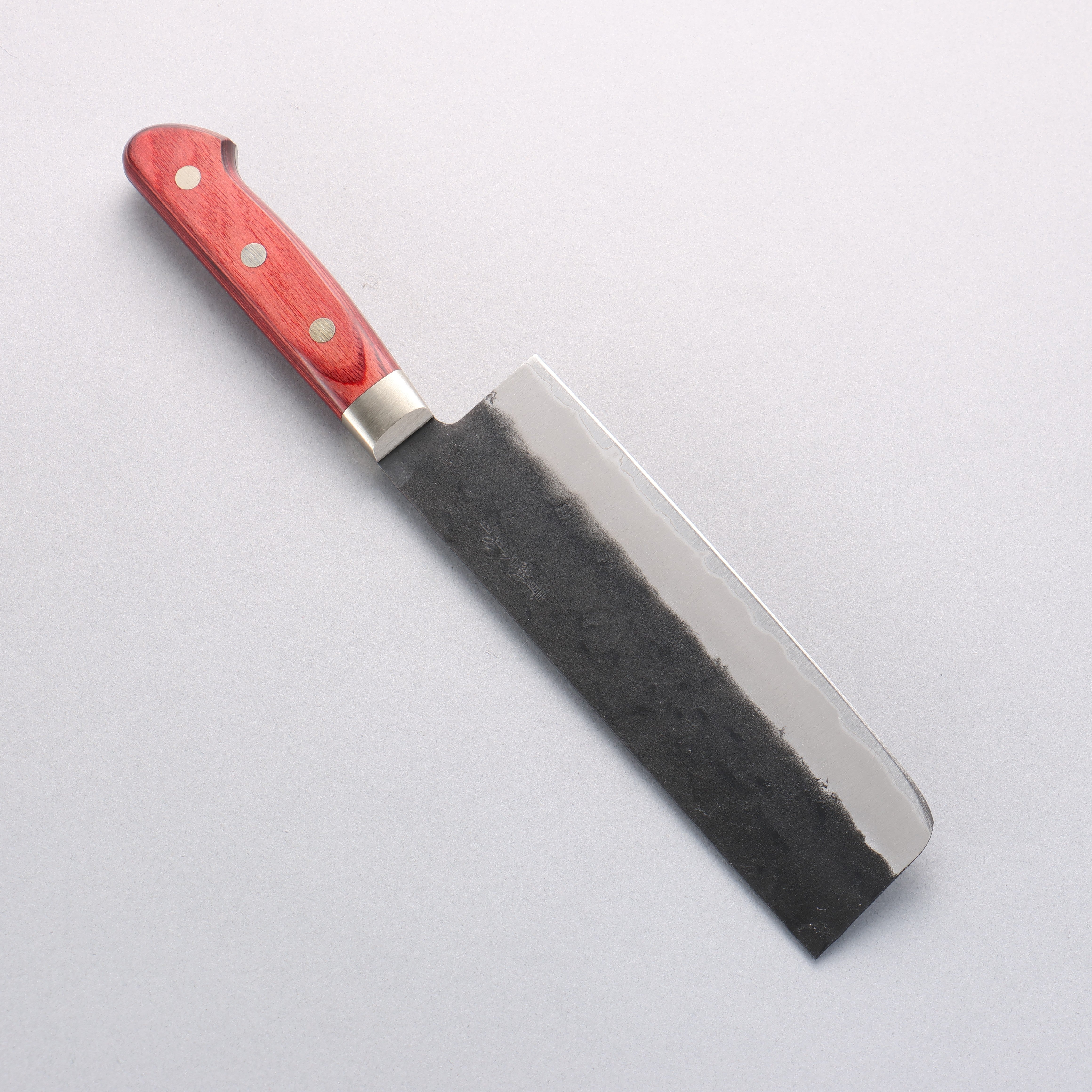 Premium Seisuke Kuronashi Blue Super Nashiji Kurouchi Nakiri Knife 165mm with Red Pakka Wood Handle - Japanese Kitchen Knife for Professional Chefs & Home Cooking, Perfect for Slicing Vegetables & Herbs