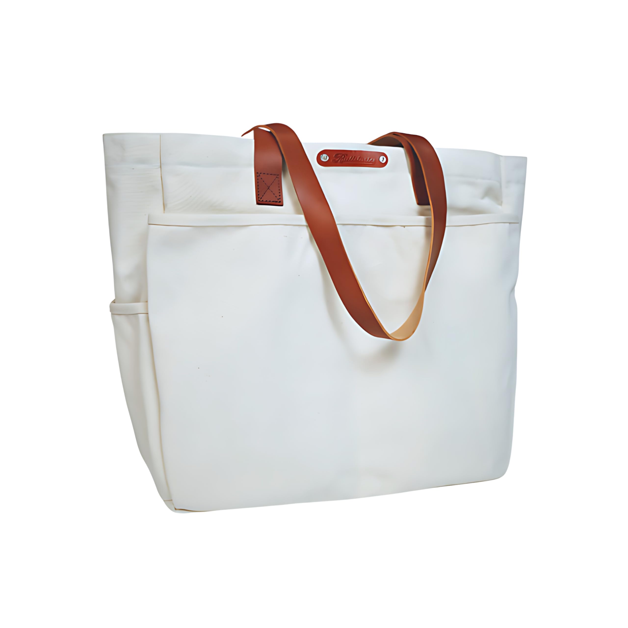 Women's Canvas Tote Bag with Zipper & Leather Strap - Laptop Tote for Work, Travel & Gym