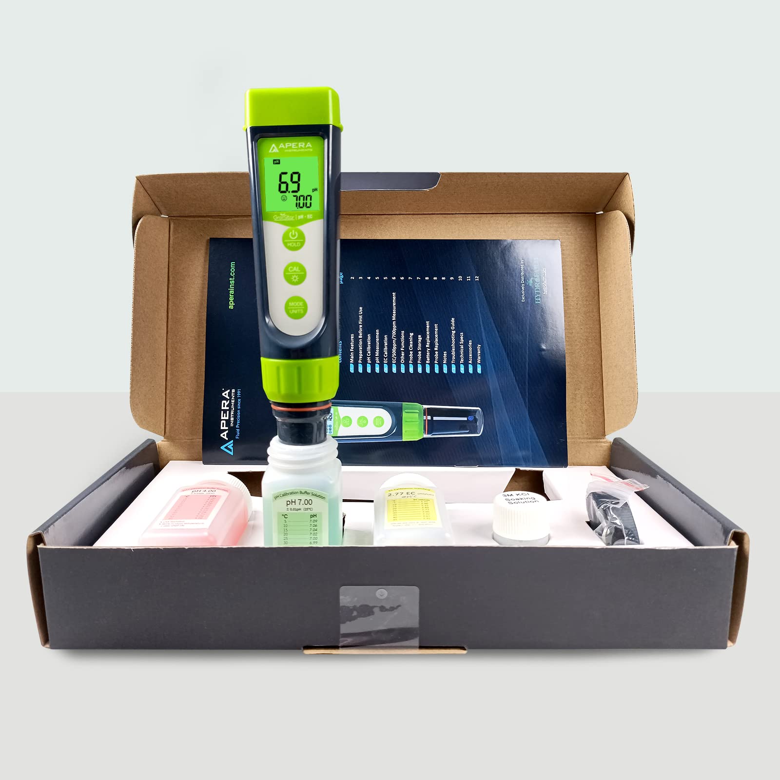 Apera AI104G GroStar GS4 5-in-1 pH/EC/TDS/500ppm/700ppm Water Quality Tester Pen Kit with Replaceable Double-Junction Probe - Perfect for Hydroponics, Aquariums, Pools & Home Water Testing