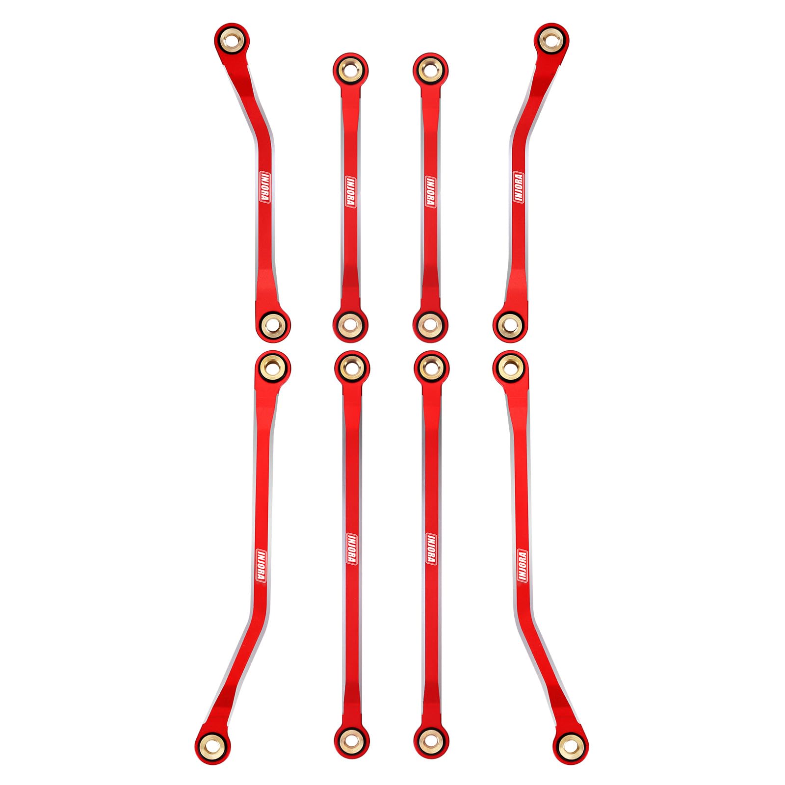 INJORA High Clearance CNC Aluminum Chassis Links Set for TRX4M Defender & Bronco 1/18 Scale RC Crawler Upgrade Parts (Red) - Perfect for Off-Road Trails, Rock Crawling and RC Car Performance Enhancement