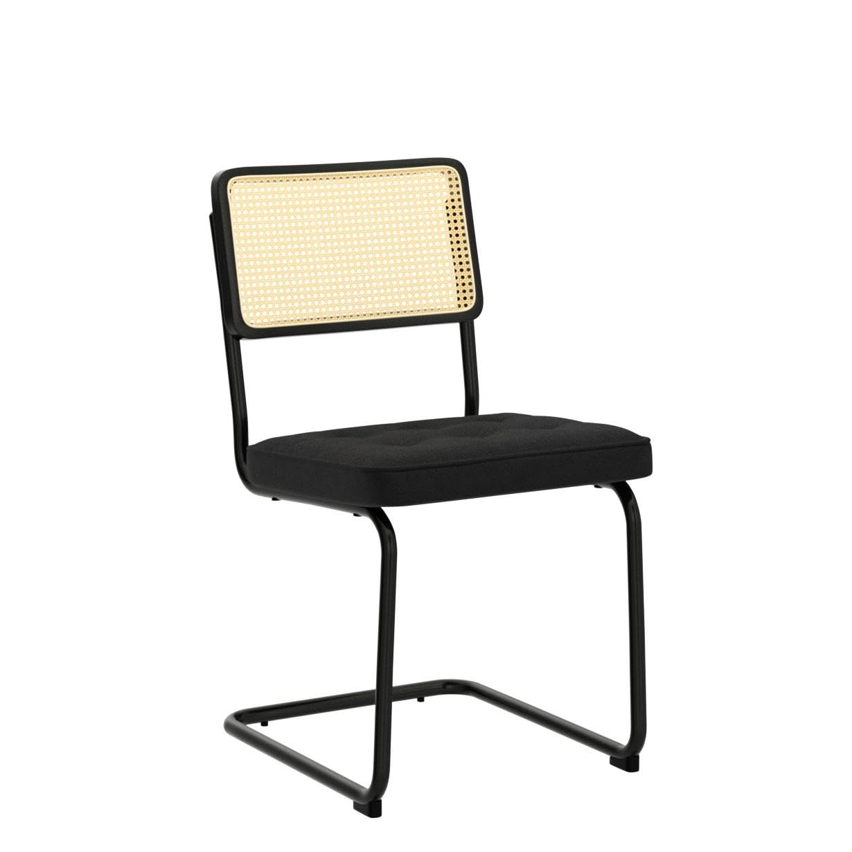COLAMY Mid Century Modern Dining Chairs Set of 4 - Velvet Upholstered Rattan Chairs with Chrome Metal Legs for Kitchen, Dining Room, Living Room | Elegant Home Decor for Entertaining & Daily Use