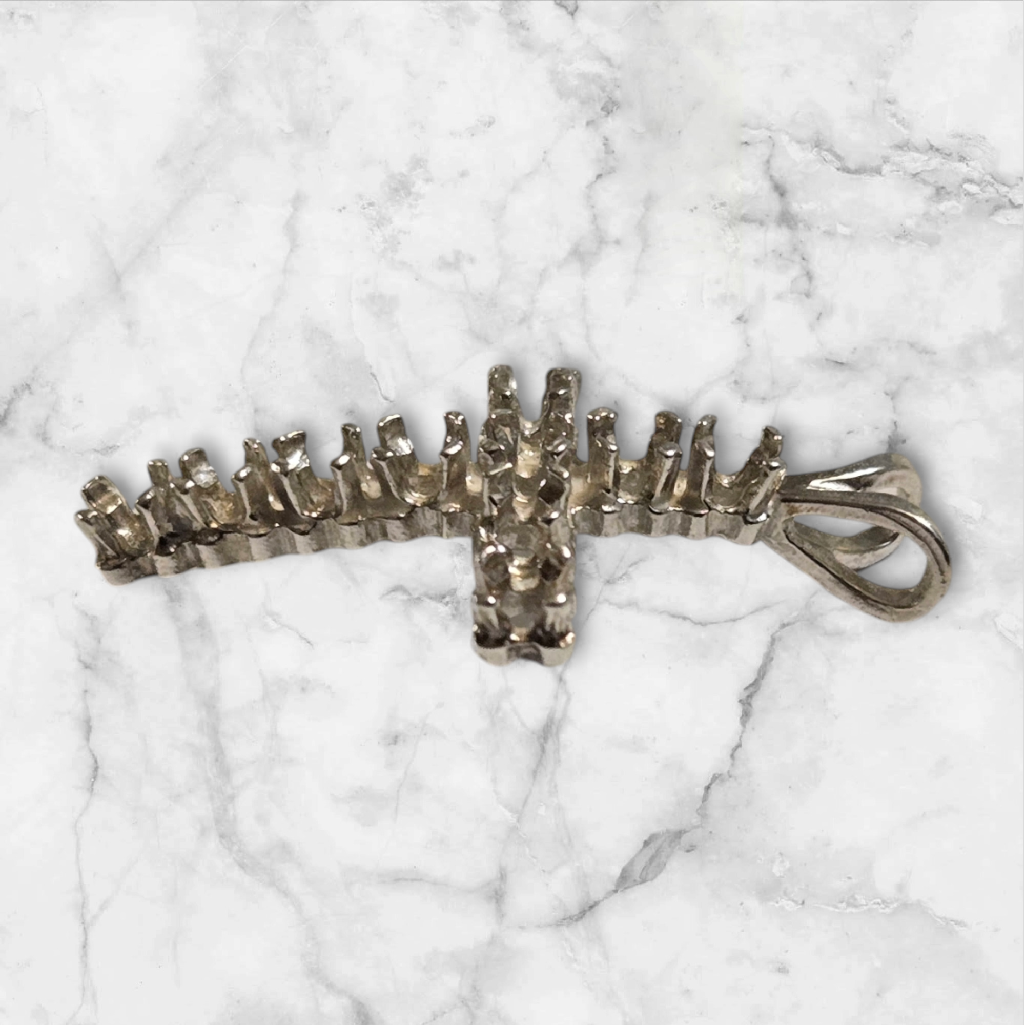Solid Sterling Silver or 14kt Gold 11 Stone Round Cross Pendant Setting - Handmade in USA | Perfect for Religious Jewelry, Gifts & Everyday Wear