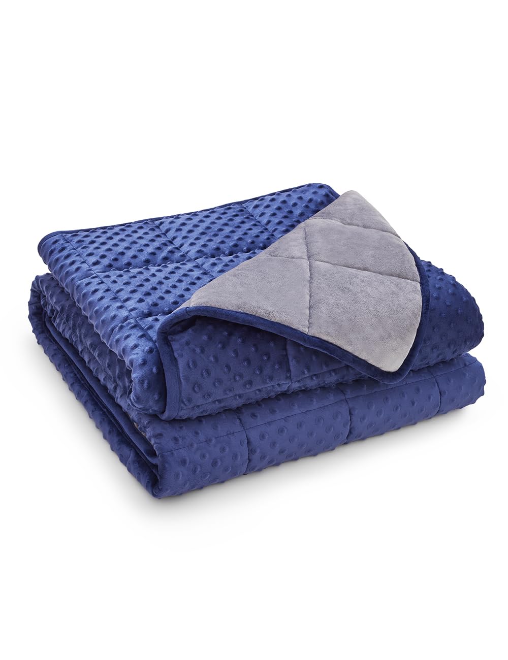 TONGDADA 10lbs Weighted Blanket 40x60 Inches - Soft Minky & Luxury Velvet with Premium Glass Beads - Grey/Navy - Cozy Throw Blanket for Stress Relief, Anxiety, and Better Sleep - Perfect for Adults, Kids, and Home Decor