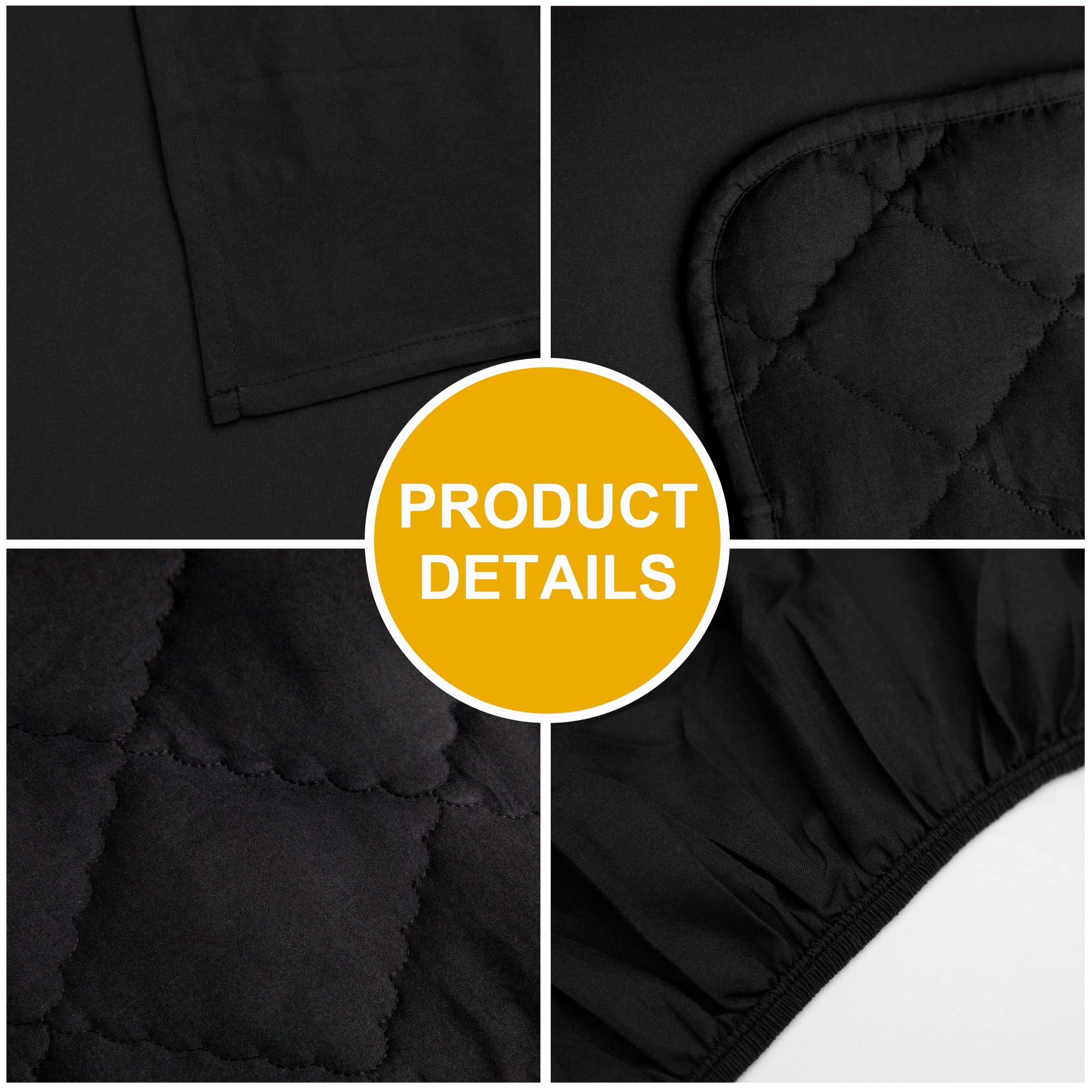 FLXXIE 4-Piece Microfiber Toddler Bedding Set - Ultra Soft & Breathable Crib Sheets with Quilted Comforter, Flat Sheet, Fitted Sheet & Envelope Pillowcase for Boys & Girls (Black) - Perfect for Nursery, Daycare or Travel