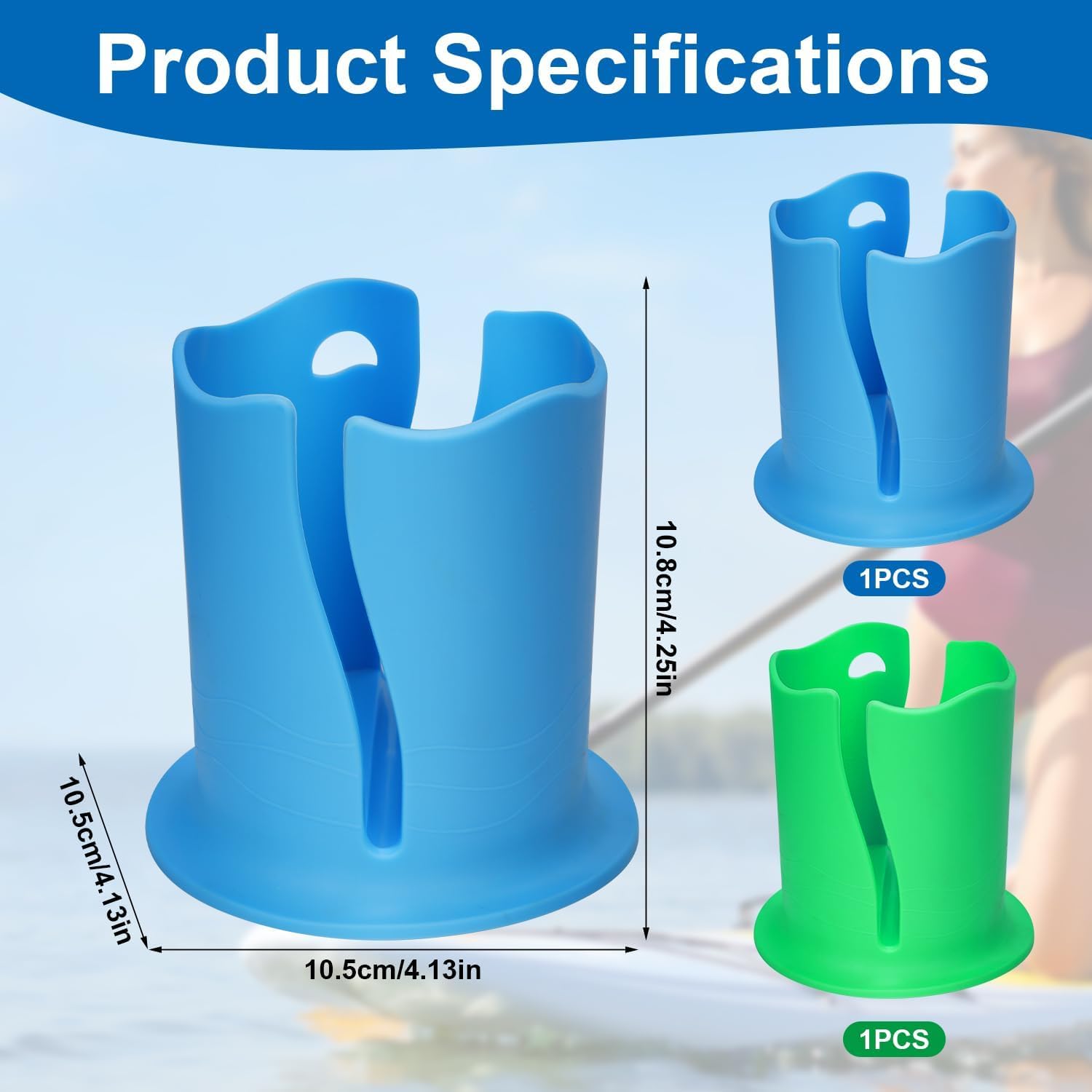 2Pcs Kayak Cup Holder - Universal Paddle Board Drink Holder for Surfboard, Fishing Boat & Kayak Accessories - Durable Water Bottle Holder for Outdoor Activities (Blue + Green) - Perfect for Kayaking, Paddle Boarding & Beach Adventures
