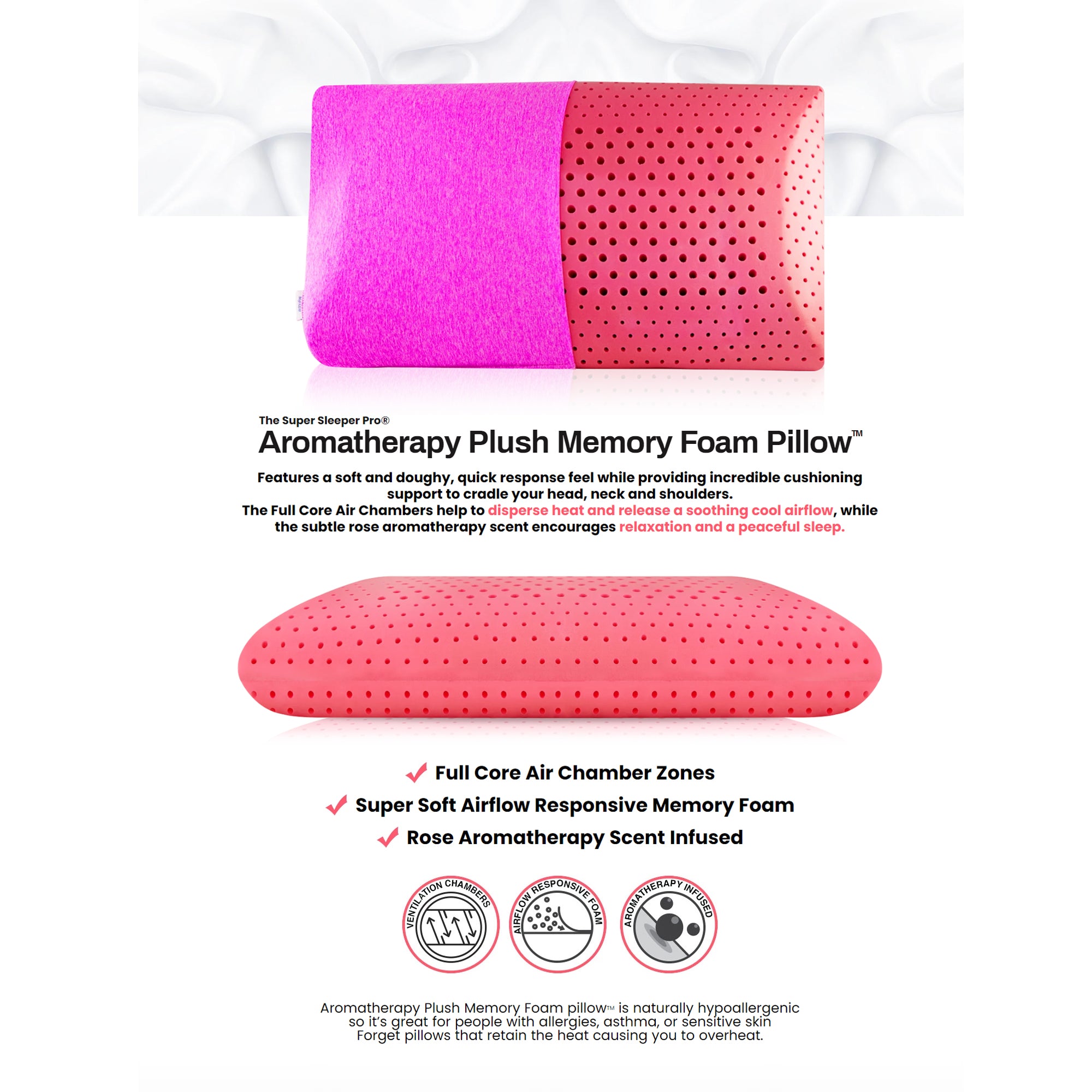 Aromatherapy Infused Pillow for Stress Relief & Better Sleep - Lavender Scented Memory Foam Pillow with Essential Oils for Relaxation, Insomnia & Anxiety Relief - Perfect for Bedroom, Yoga, Meditation & Travel