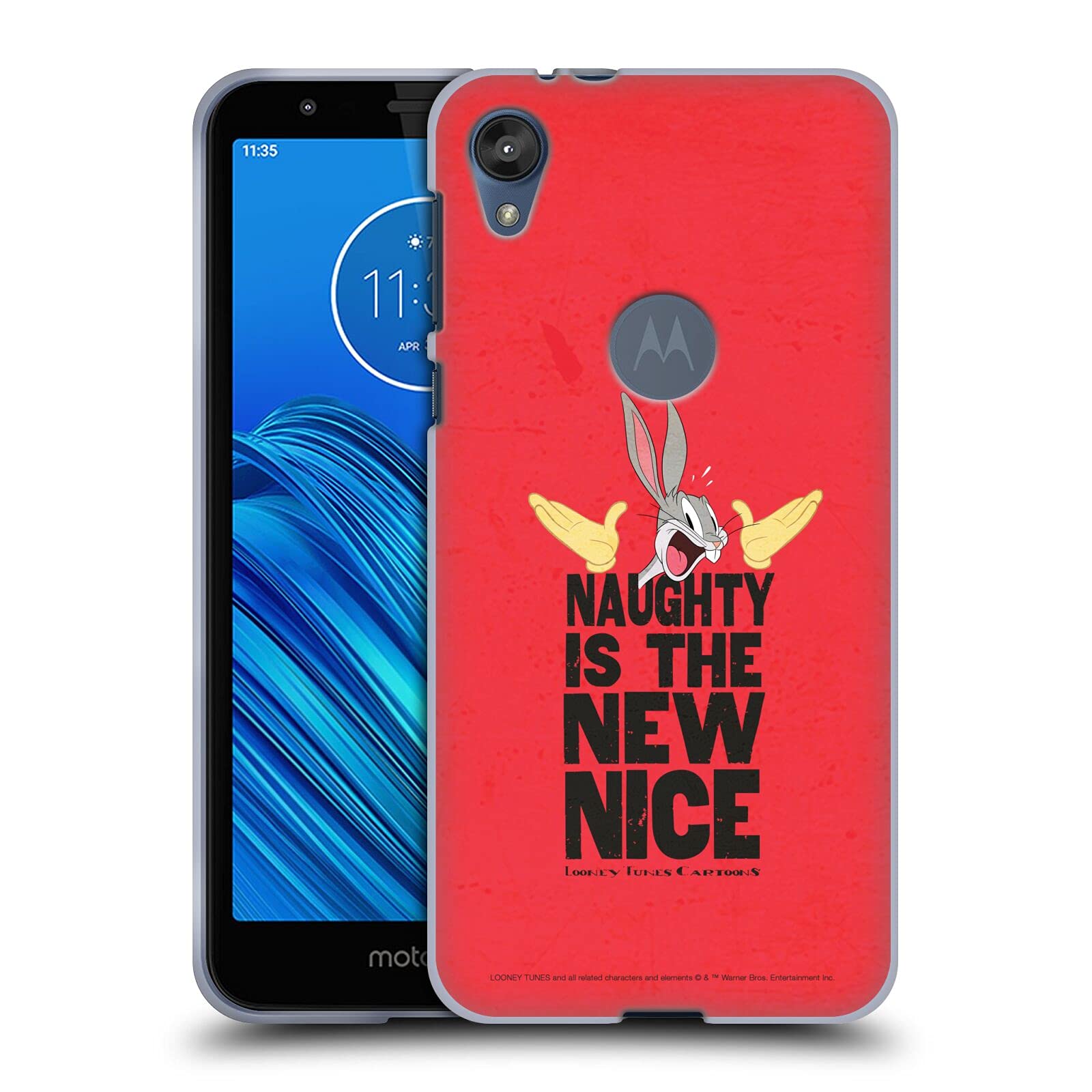 Looney Tunes Bugs Bunny The Naughty Season Soft Gel Case for Motorola Moto E6 - Officially Licensed by Head Case Designs - Perfect for Holiday Gifts and Everyday Protection