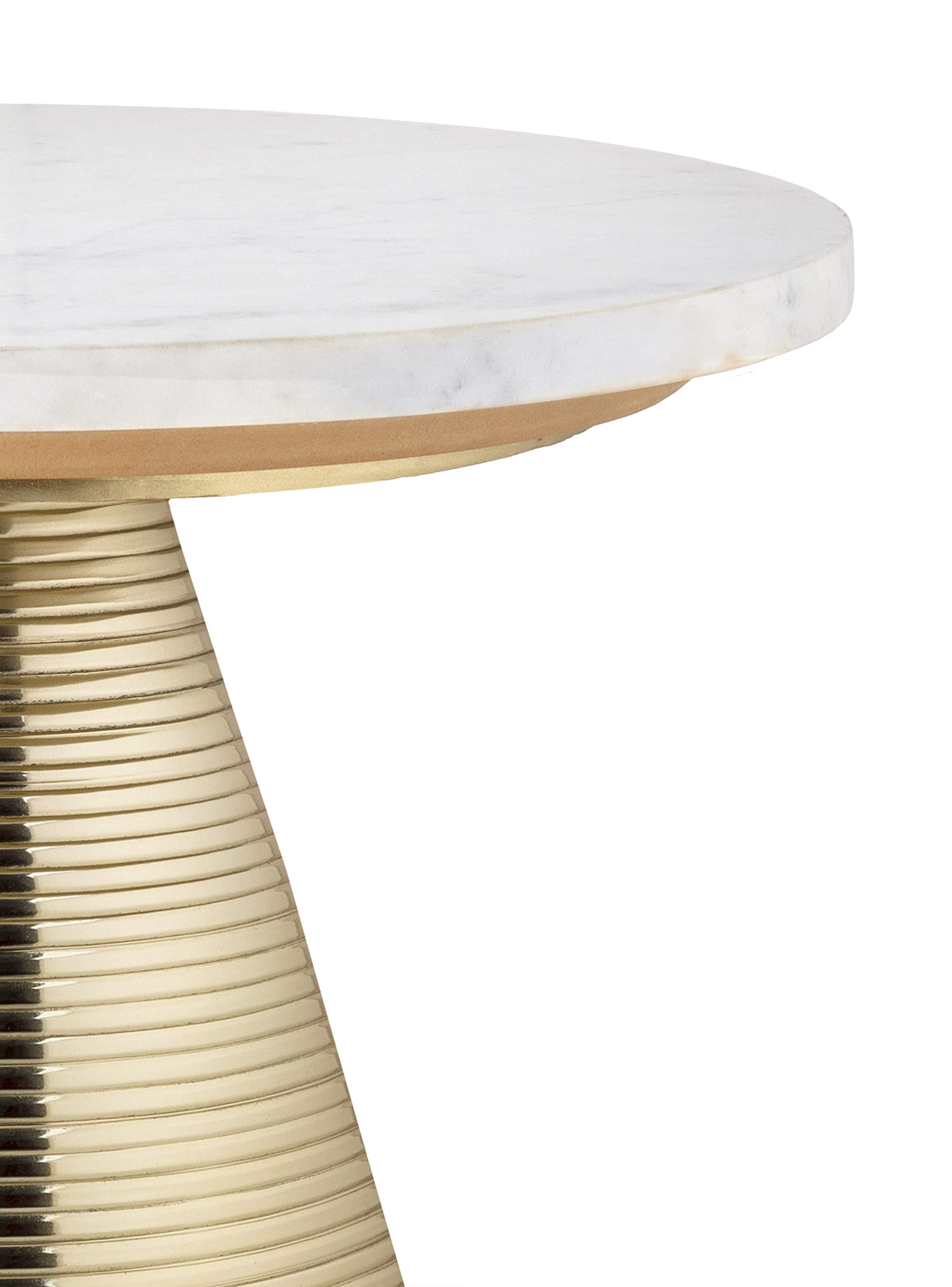 TOV Furniture Tempo Modern Round Marble Side Table - 16 Inch Gold & White Accent Table - Perfect for Living Room, Bedroom, or Office Decor