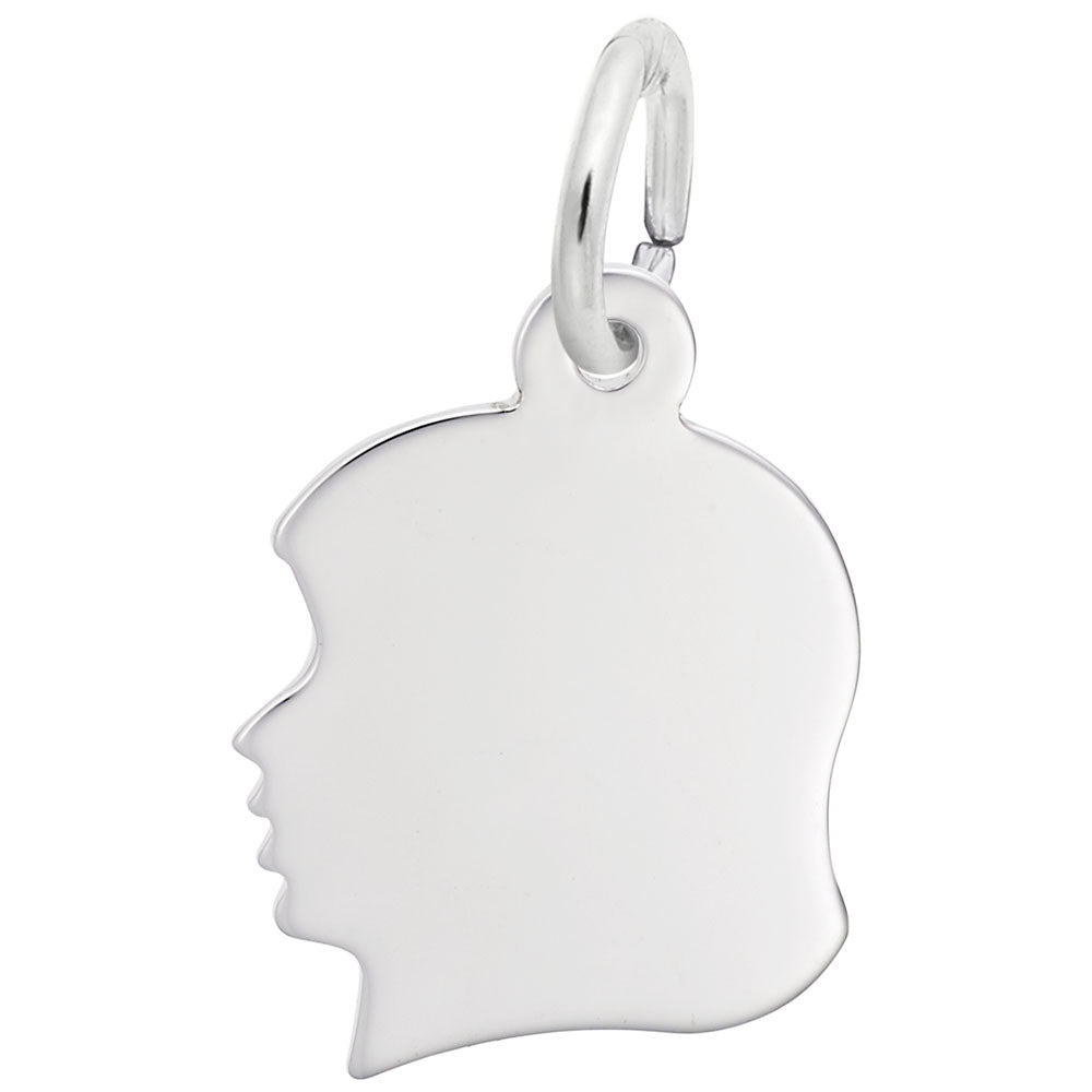 Sterling Silver Young Girl's Head Silhouette Charm Pendant - Dainty Jewelry Gift for Daughter, Niece or Granddaughter - Perfect for Necklaces, Bracelets & Keepsake Jewelry Boxes