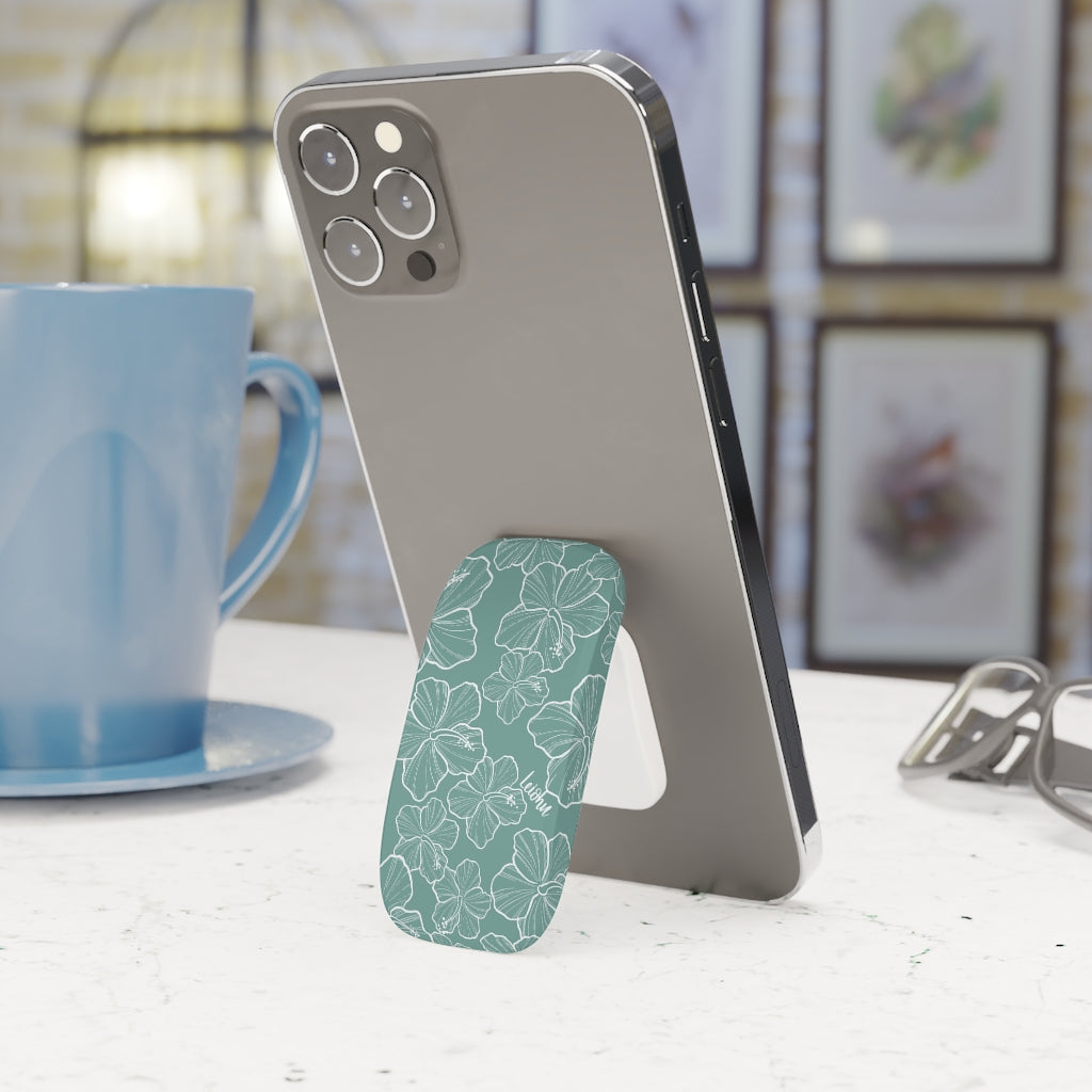 Premium Hibiscus Teal Phone Grip - Non-Slip Phone Holder with Strong Adhesive - Perfect for iPhone, Samsung & Smartphones - Ideal for Gym, Driving & Outdoor Activities
