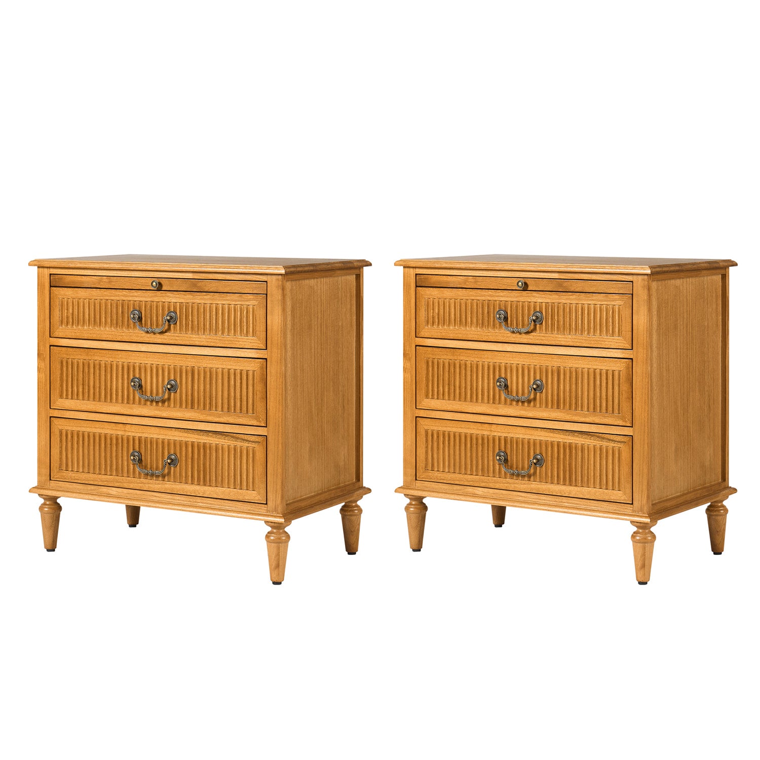 Farmhouse Solid Wood Nightstand with Fluted Drawer - Rustic Bedside Table with Optional Storage Drawer - Perfect for Bedroom, Guest Room, or Cabin Decor