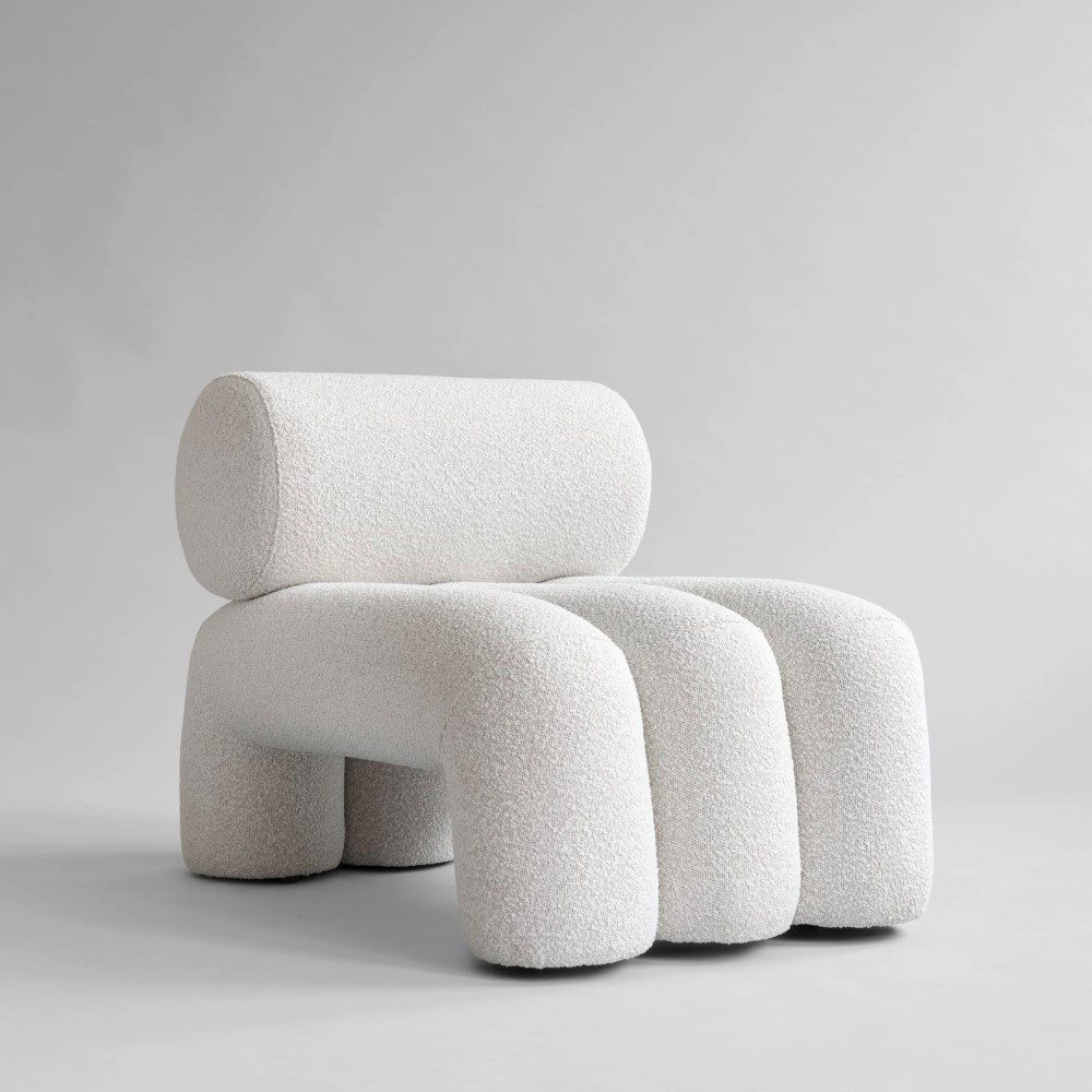 PRE ORDER | 101 COPENHAGEN Foku Lounge Chair - Off White Bouclé Fabric, Modern Scandinavian Design - Perfect for Living Room, Bedroom or Office Relaxation