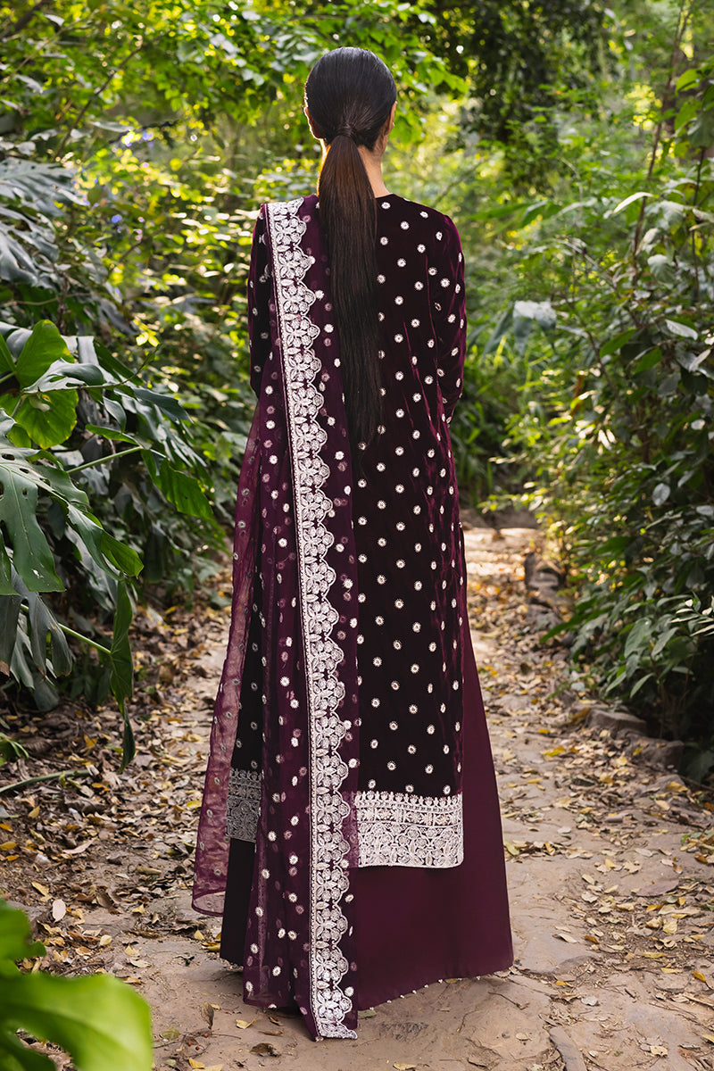 Mulberry Tale 3-Piece Embroidered Velvet Suit for Women - Elegant Formal Outfit for Weddings, Parties & Special Occasions