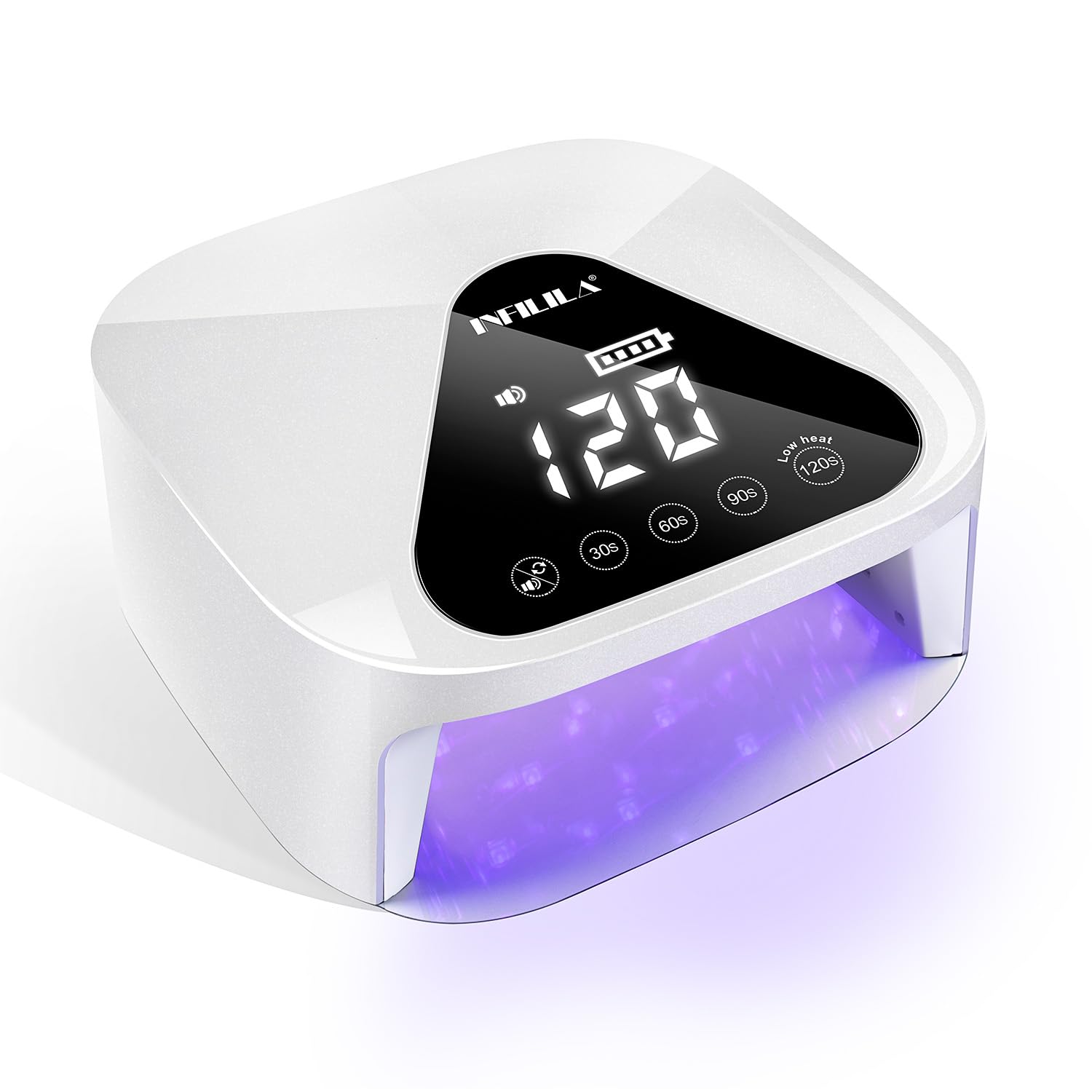 NXJ INFILILA 54W Rechargeable UV LED Nail Lamp - Wireless Gel Nail Light for Fast Curing, Professional Cordless Nail Dryer for Salon & Home Use (Pearl White) | Perfect for Gel Polish Manicures, Pedicures & DIY Nail Art