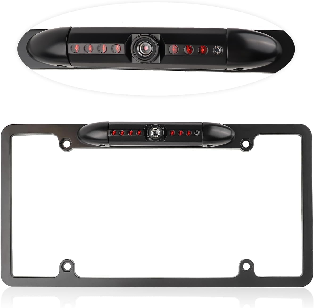 HD Night Vision License Plate Backup Camera with 8 LEDs, 170° Wide Angle & IP67 Waterproof - Heavy Duty Rear View Camera for Cars, Trucks, SUVs (Fits US License Plates) - Perfect for Parking Assistance & Safe Reversing in Low Light Conditions