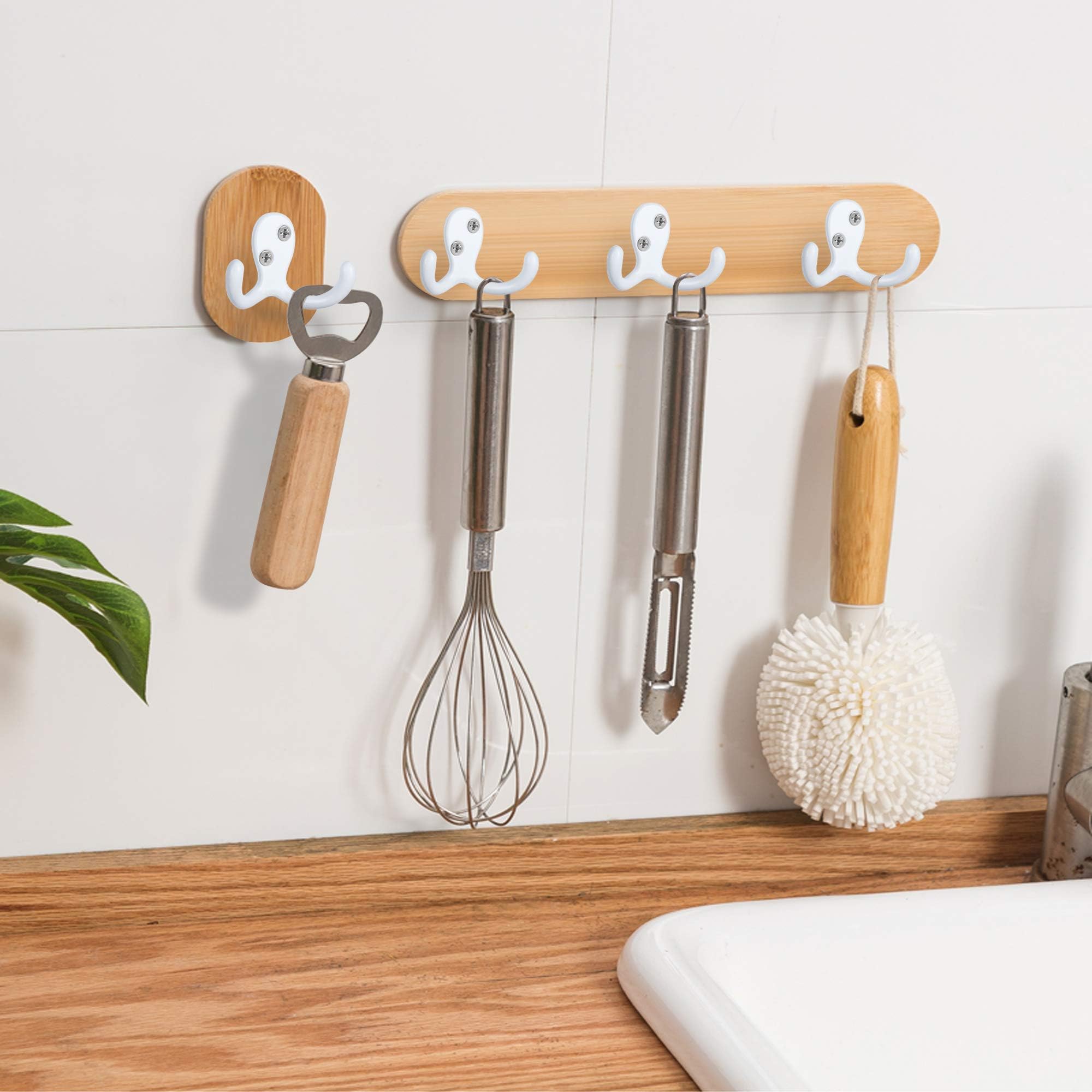 IBosins 28 Pack Heavy Duty Double Prong Coat Hooks - Wall Mounted with 56 Screws - Retro Utility Hooks for Hanging Coats, Scarves, Bags, Towels, Keys, Hats & Cups - Perfect for Entryway, Bathroom, Kitchen & Garage Organization